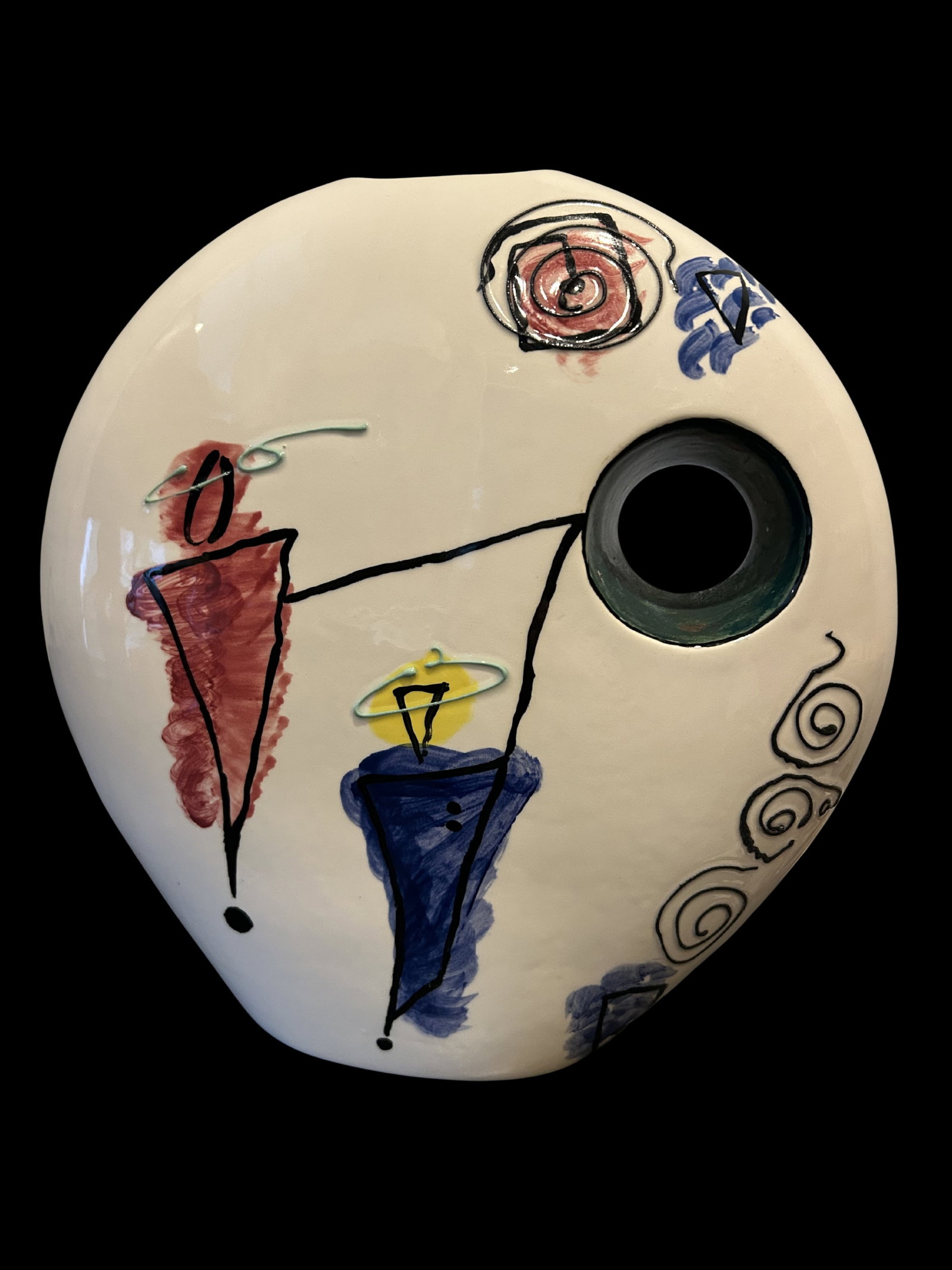 Late 20th Century MCM Abstract Face Vase – Contemporary Studio Art Ceramic Sculpture With - 7