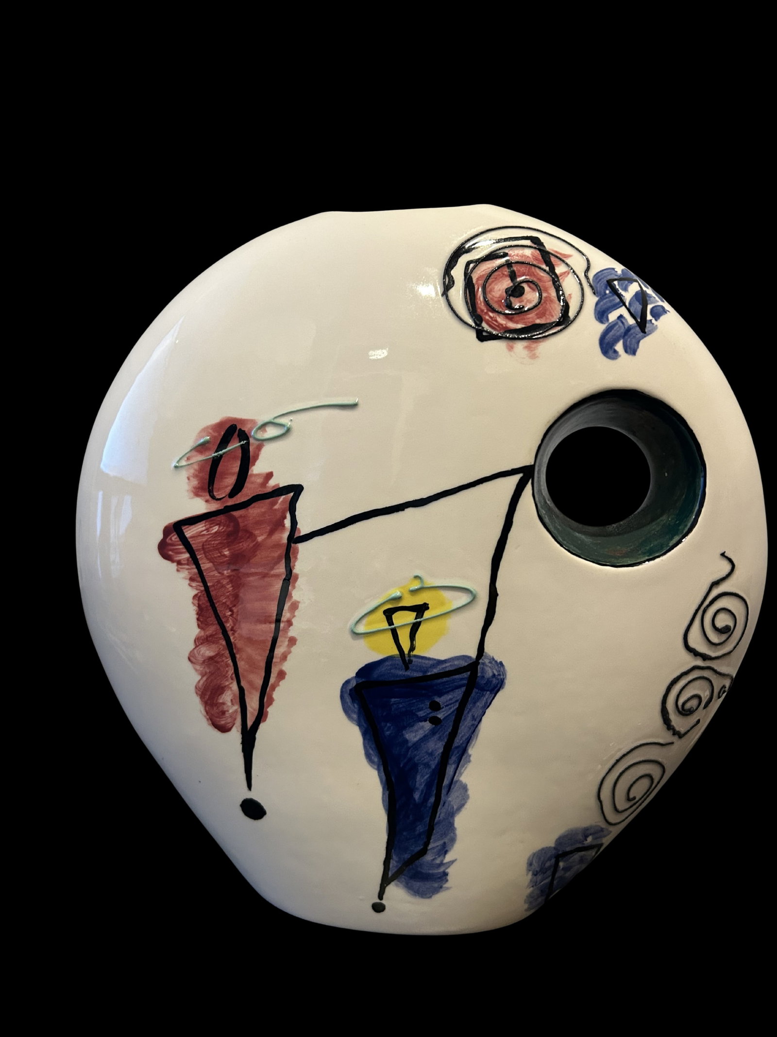 Late 20th Century MCM Abstract Face Vase – Contemporary Studio Art Ceramic Sculpture With - 9