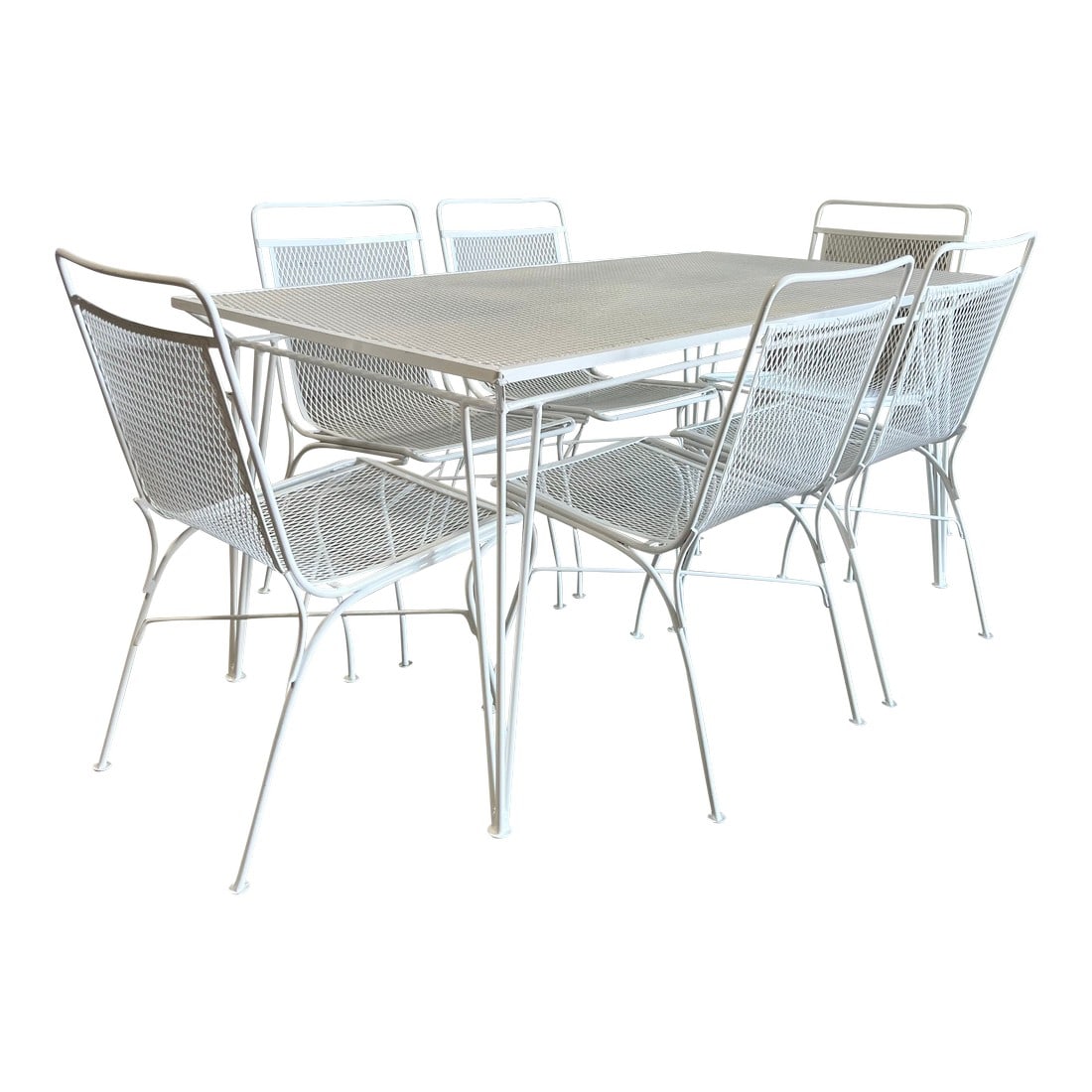 7 Piece Set Vintage Salterini Wrought Iron Patio Dining Table and Chairs (1 of 6)