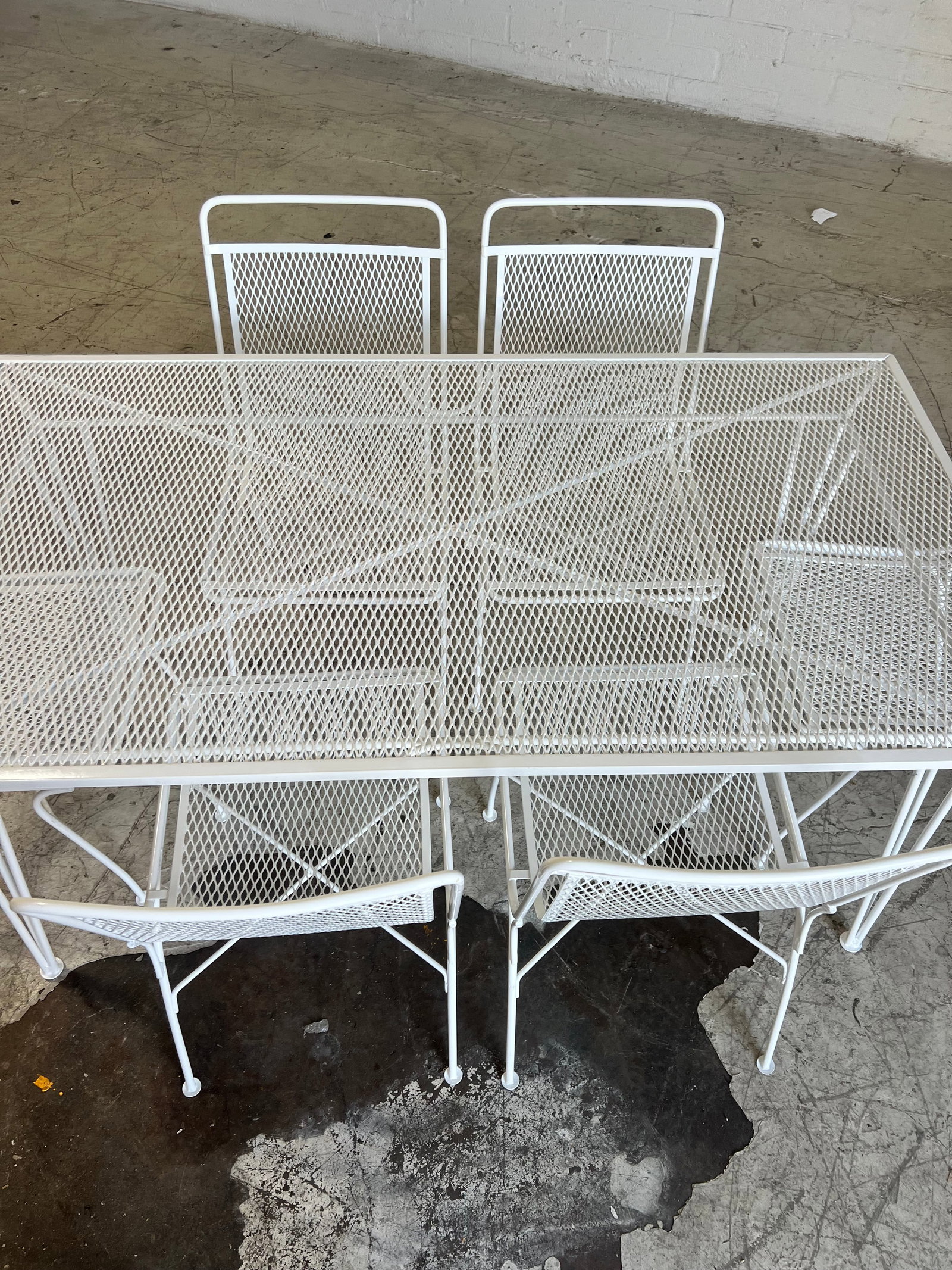 7 Piece Set Vintage Salterini Wrought Iron Patio Dining Table and Chairs - 5