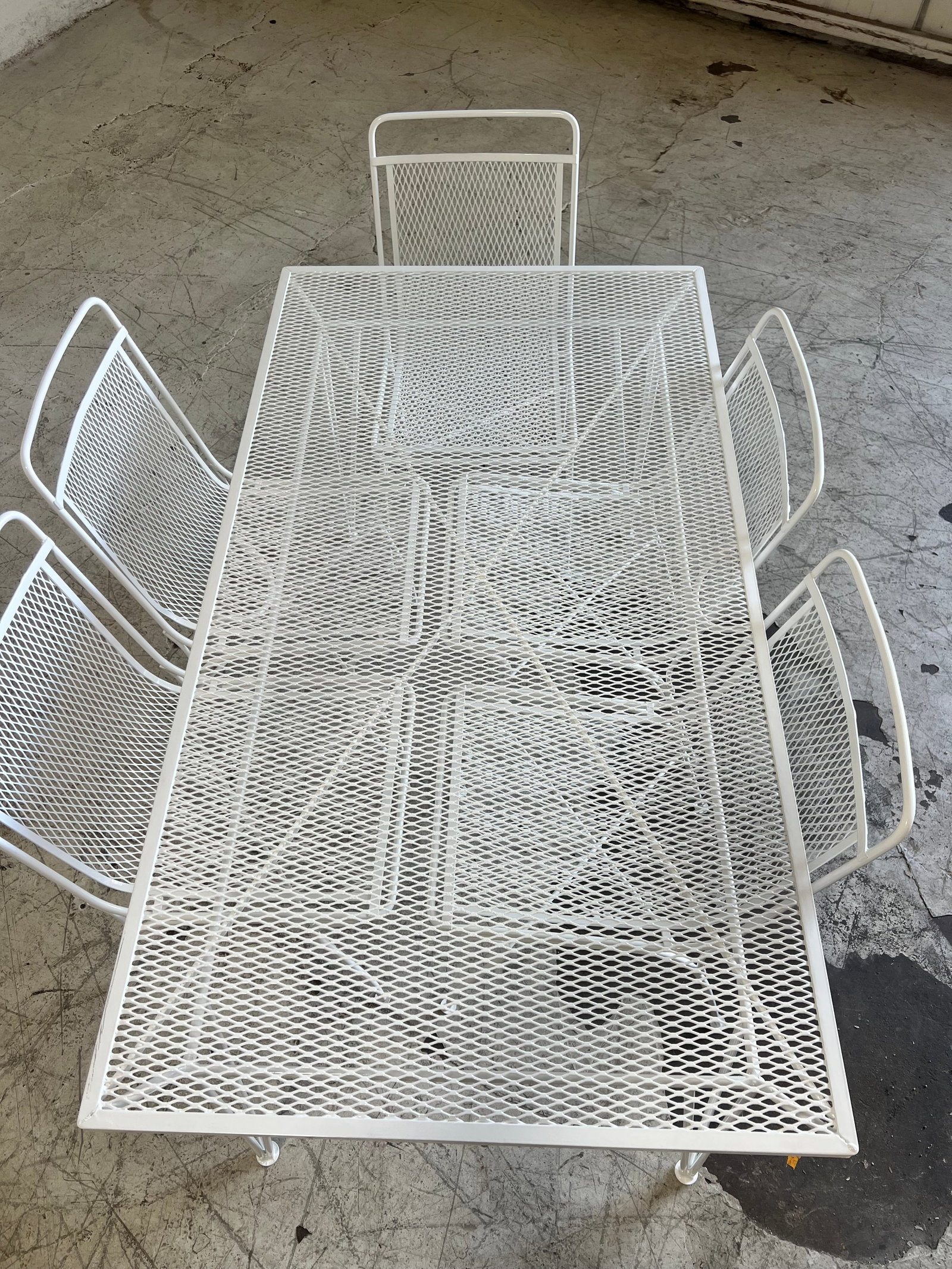 7 Piece Set Vintage Salterini Wrought Iron Patio Dining Table and Chairs - 6