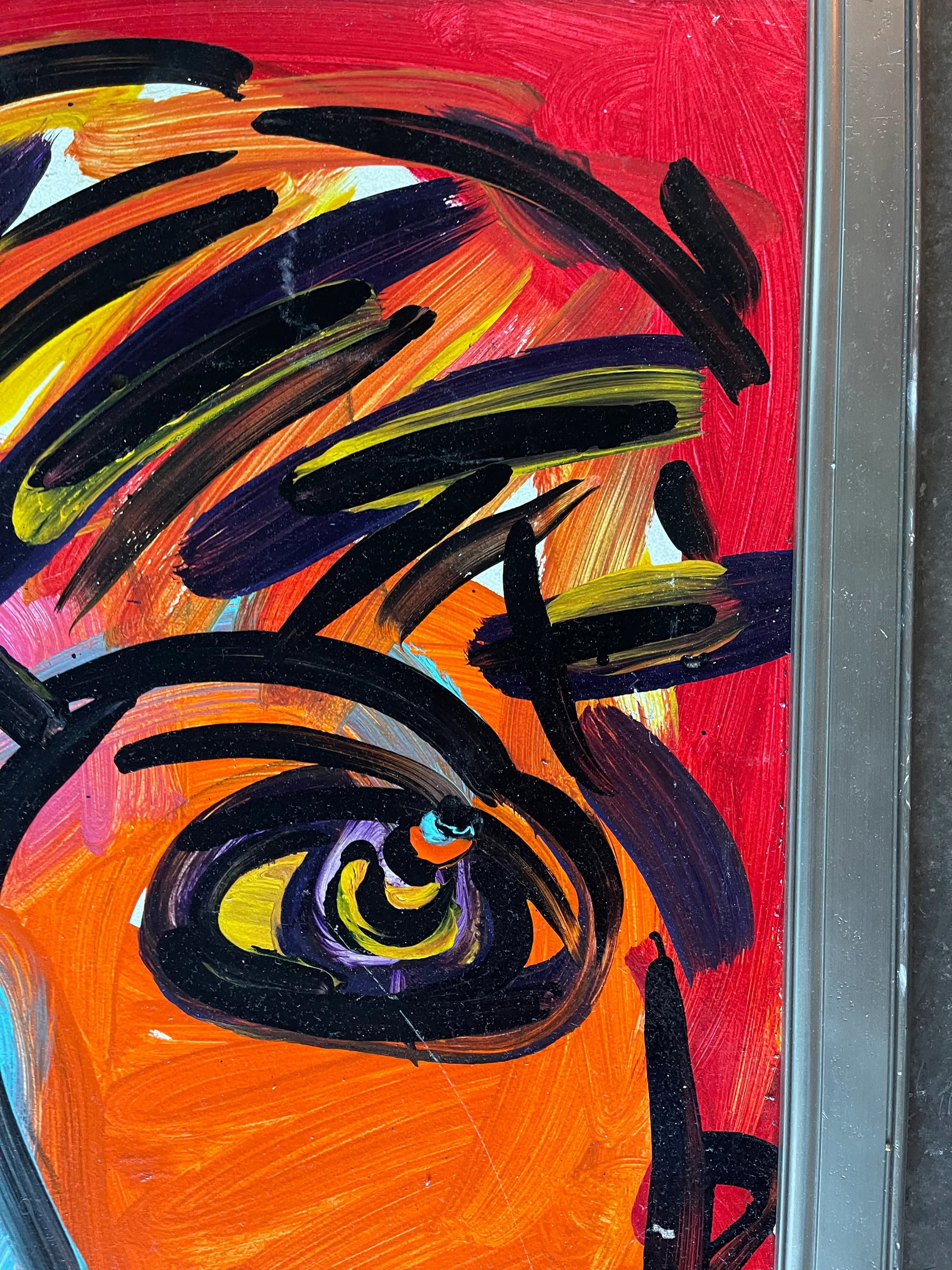 Contemporary Abstract Face Portrait Acrylic Painting by Peter Keil, Framed - 6