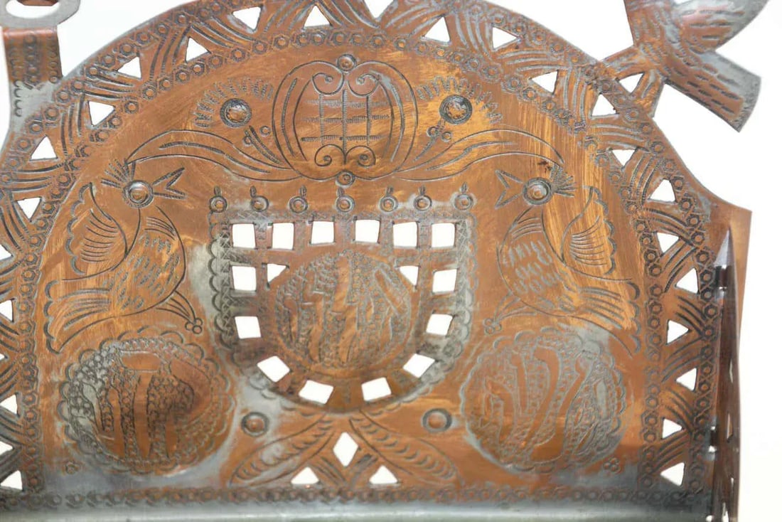 Moroccan Copper Hanukkah Lamp Judaica Menorah - 4