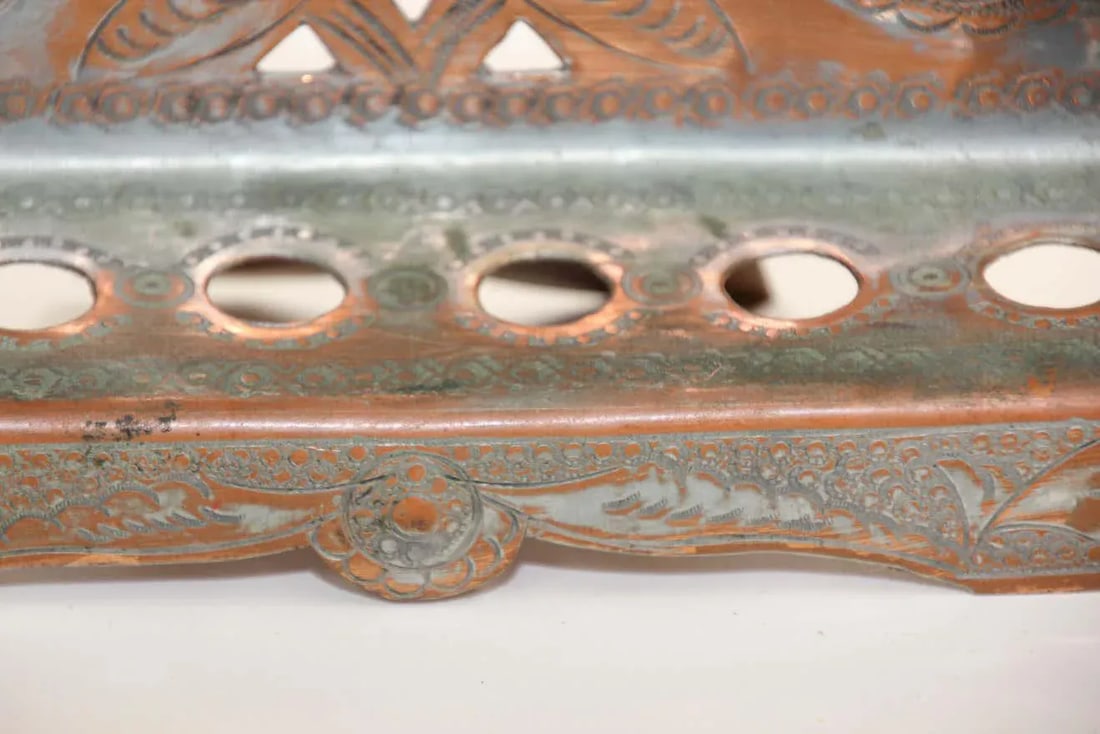 Moroccan Copper Hanukkah Lamp Judaica Menorah - 6