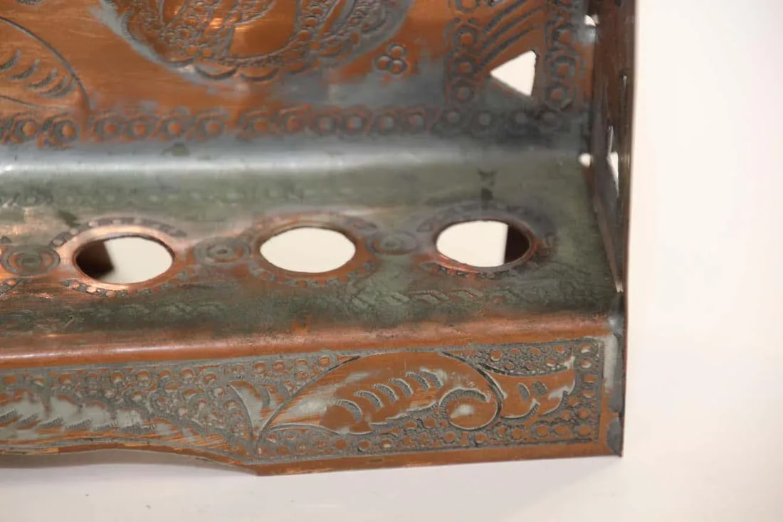 Moroccan Copper Hanukkah Lamp Judaica Menorah - 7
