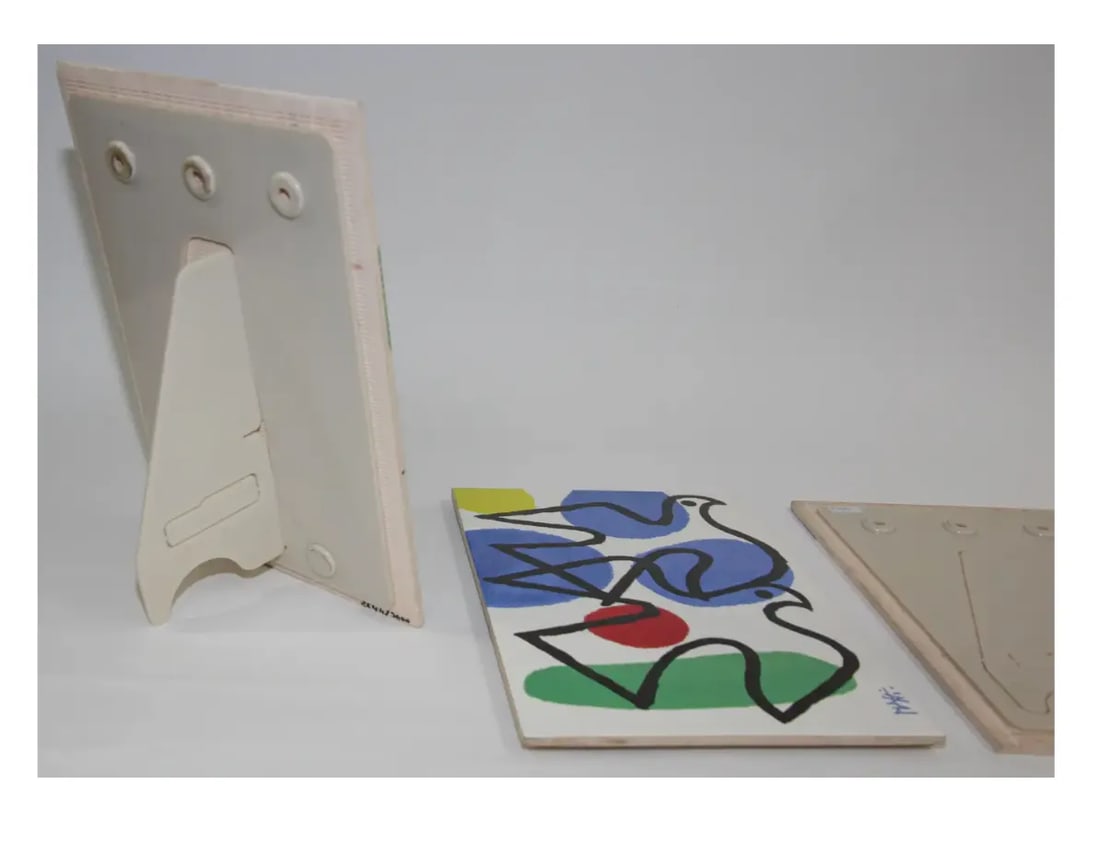 Post Modern Picasso Style Celestino Piatti Ceramic Art Tiles - Set of 3 - 12