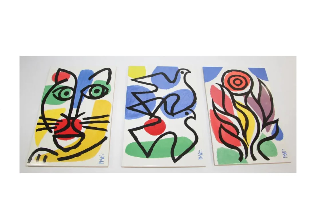 Post Modern Picasso Style Celestino Piatti Ceramic Art Tiles - Set of 3 - 2