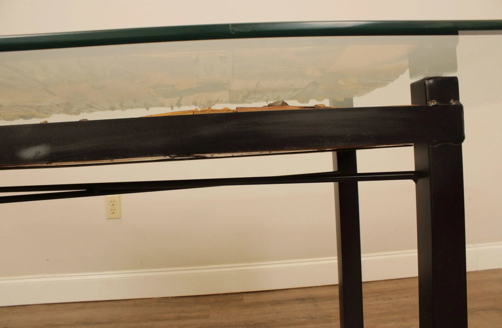 Artisan Modular Driftwood, Iron Base, Glass Top Dining Table - 11