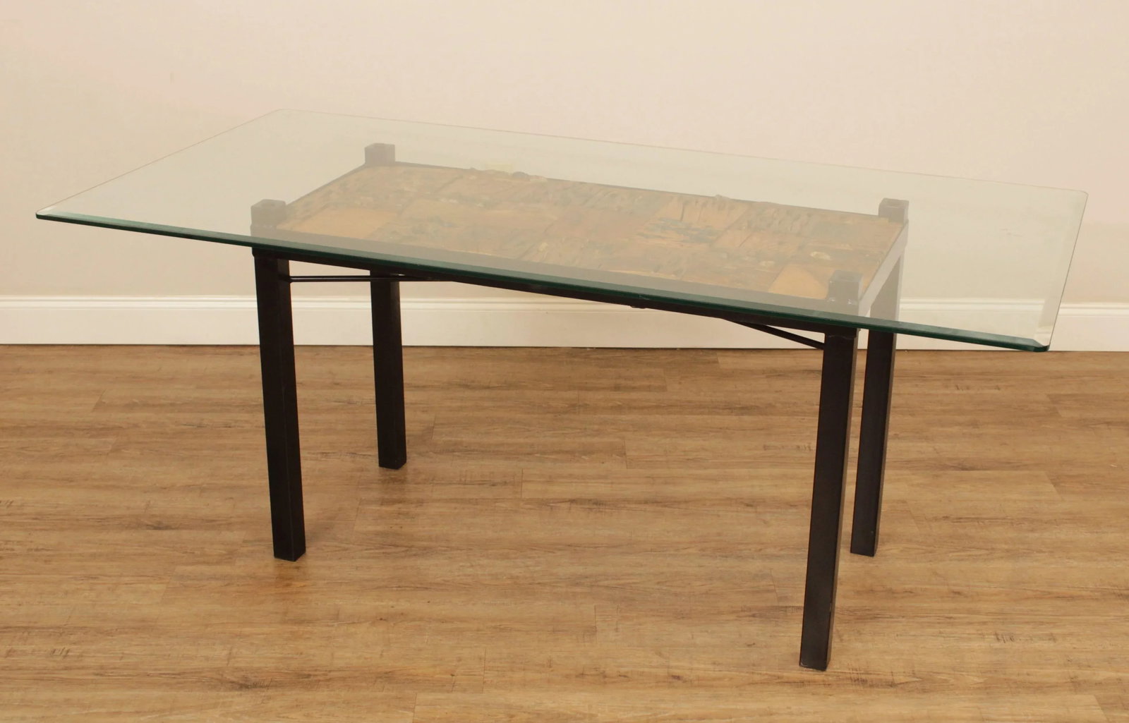 Artisan Modular Driftwood, Iron Base, Glass Top Dining Table - 2