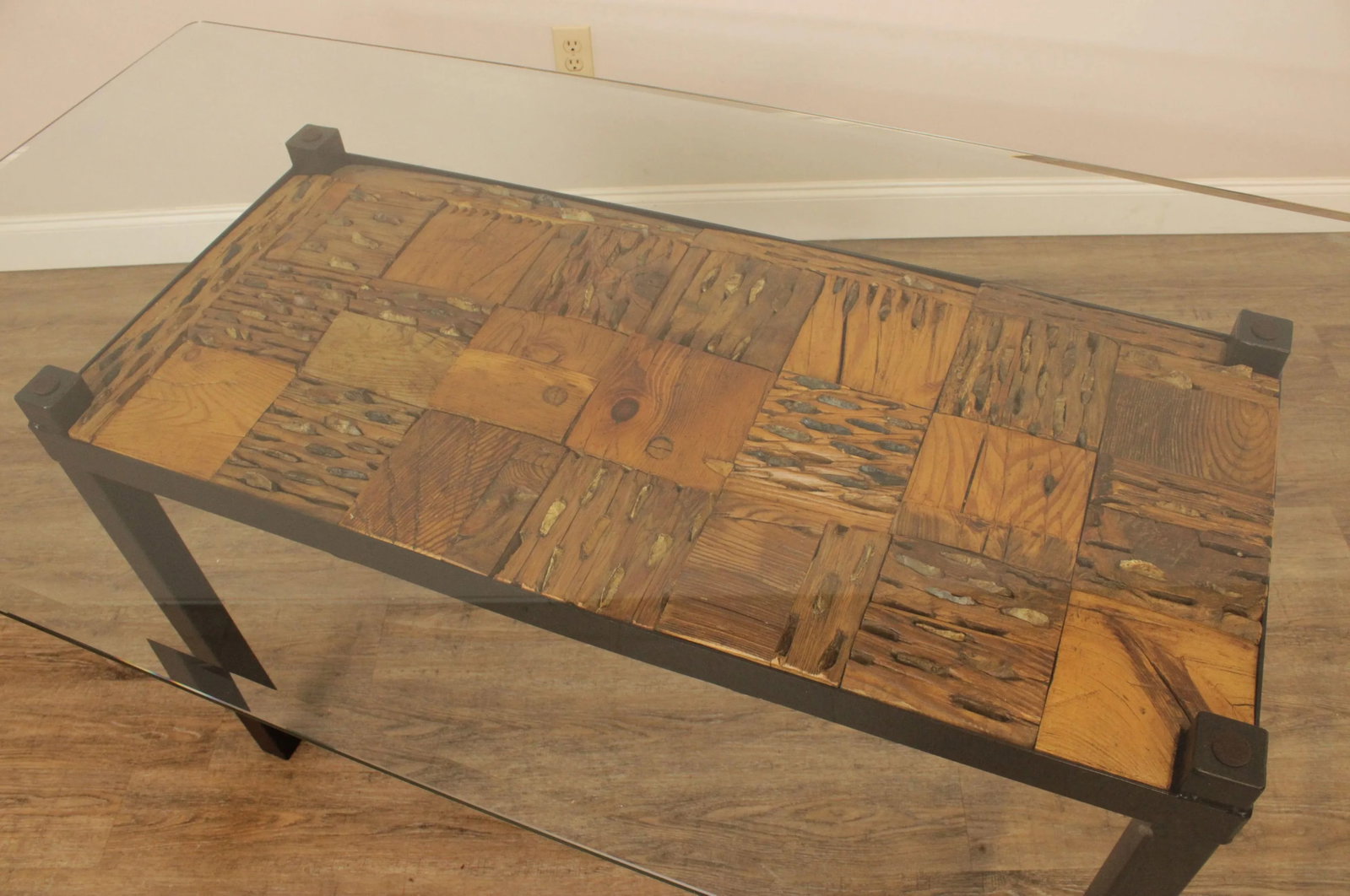 Artisan Modular Driftwood, Iron Base, Glass Top Dining Table - 5