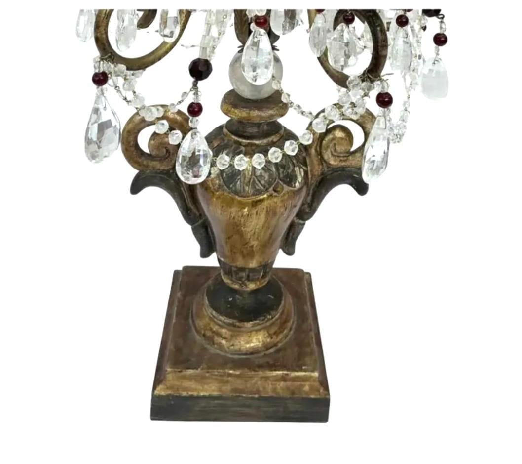 Neoclassic Giltwood and Rock Crystal Girandole Lamps a Pair - 2