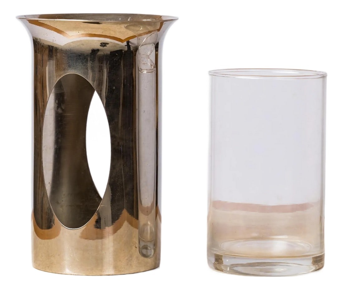 Philippe Barbier Chrome-Plated Brass & Glass Photophore Candleholder or Vase (1 of 10)