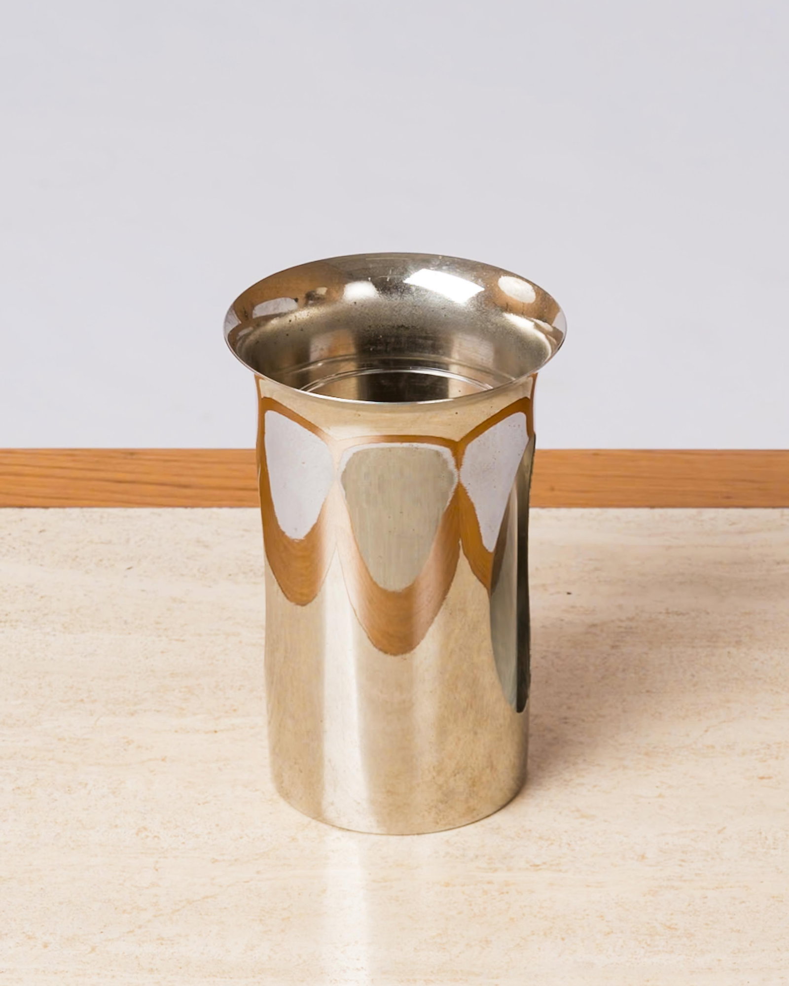 Philippe Barbier Chrome-Plated Brass & Glass Photophore Candleholder or Vase - 2