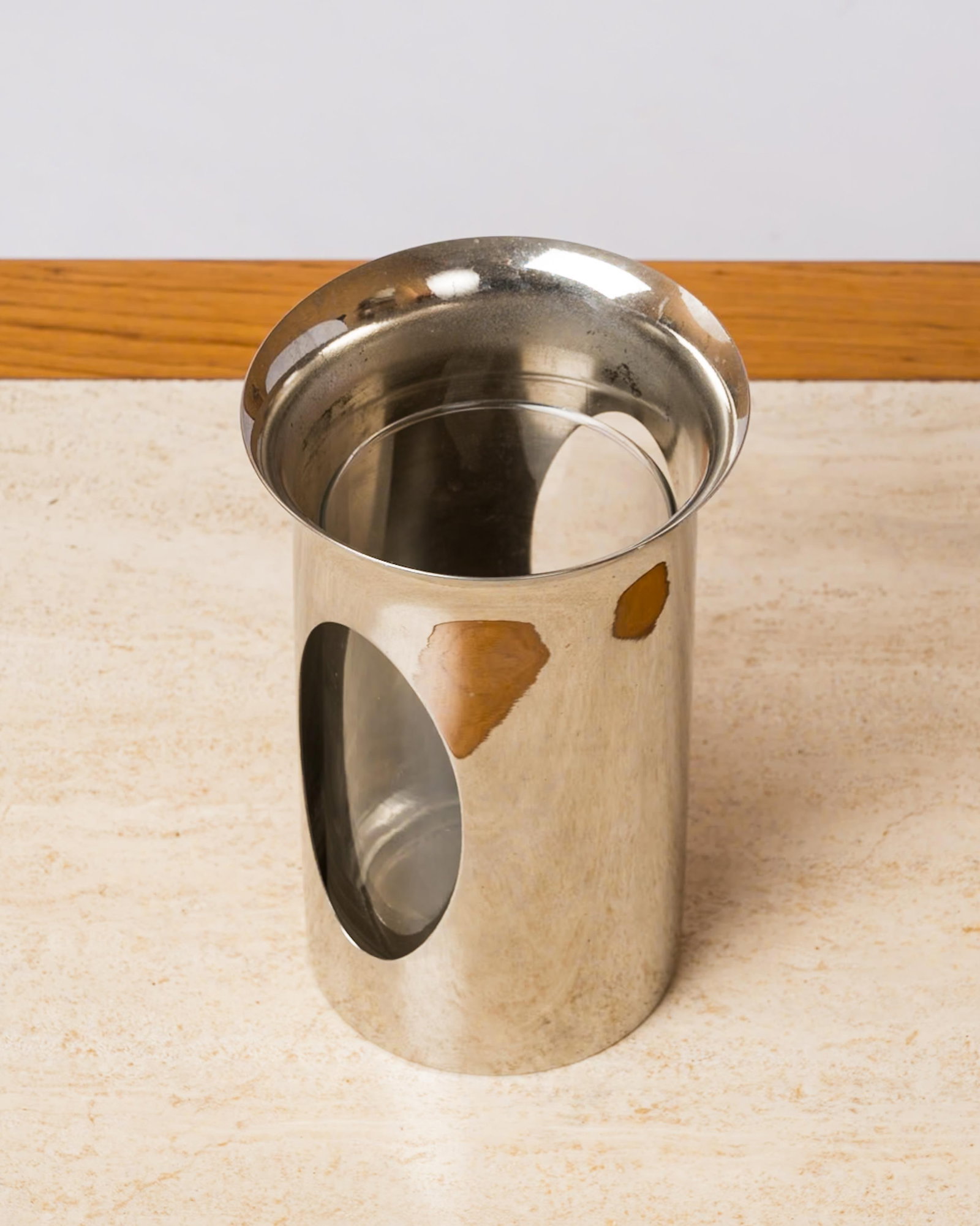 Philippe Barbier Chrome-Plated Brass & Glass Photophore Candleholder or Vase - 7