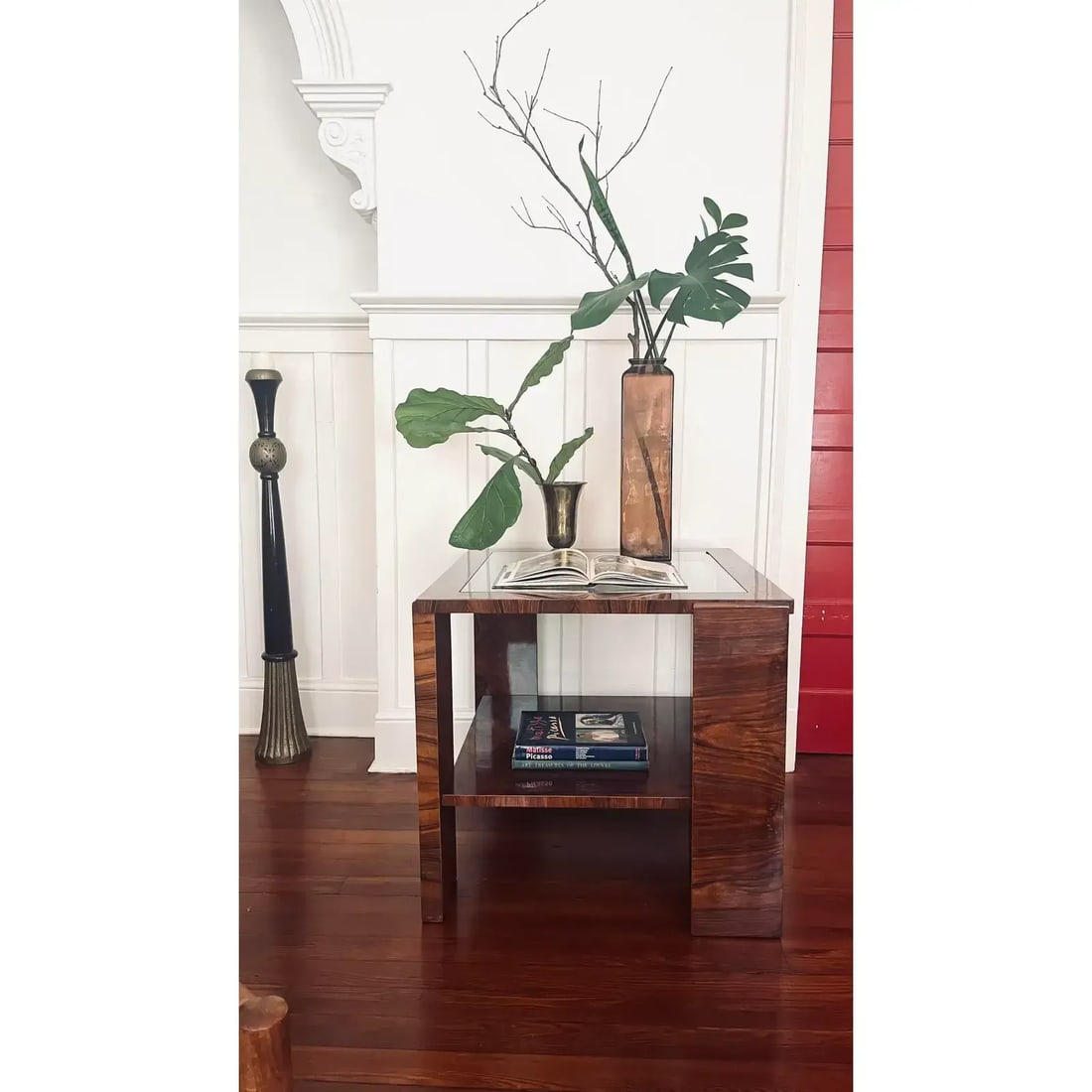 1920s Hungarian Bauhaus Walnut Veneer Two Tier Occasional Table - 2