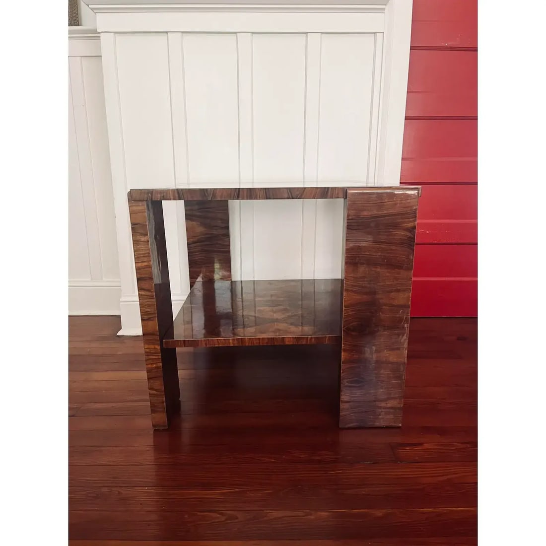 1920s Hungarian Bauhaus Walnut Veneer Two Tier Occasional Table - 3