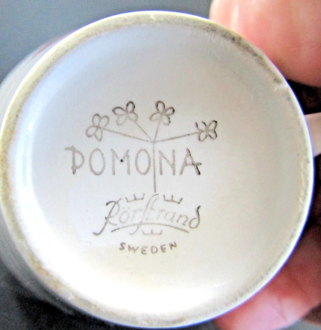 1950s Mid-Century Modern Rörstrand Sweden Pomona Picknick Two Cups and Saucers Design by - 9