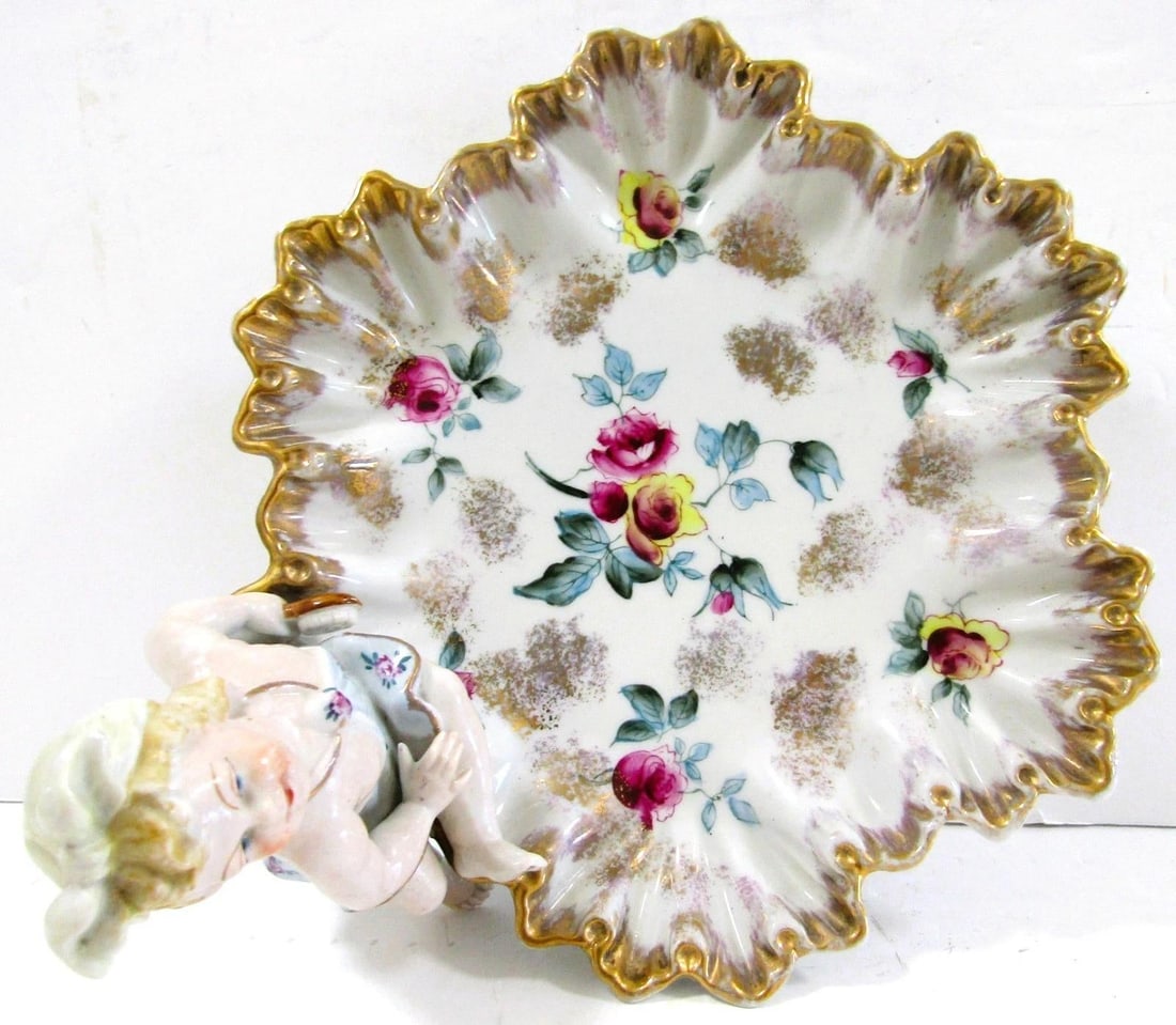 Antique German Meissen Porcelain Candy Dish With Bathing Woman Von Schierholz - 4