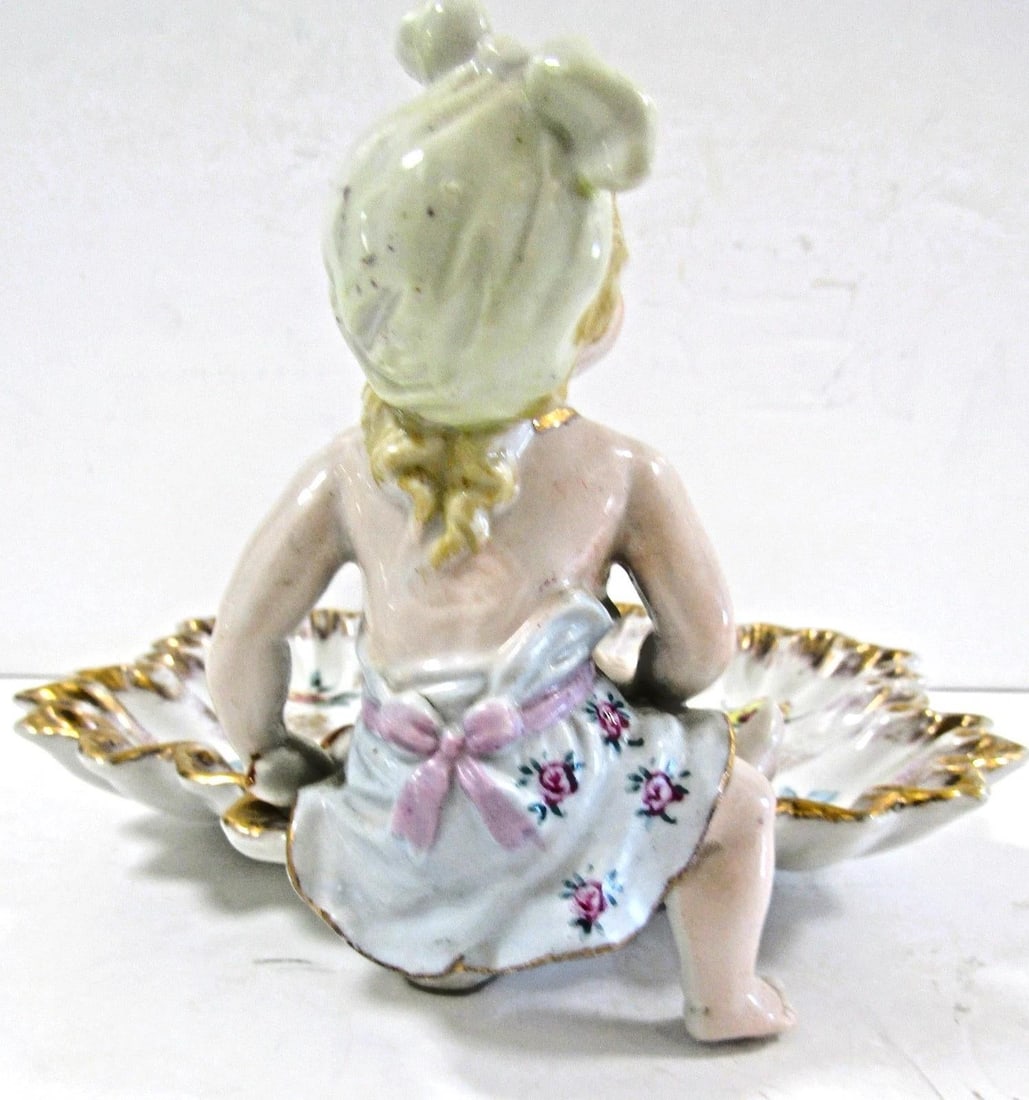 Antique German Meissen Porcelain Candy Dish With Bathing Woman Von Schierholz - 6