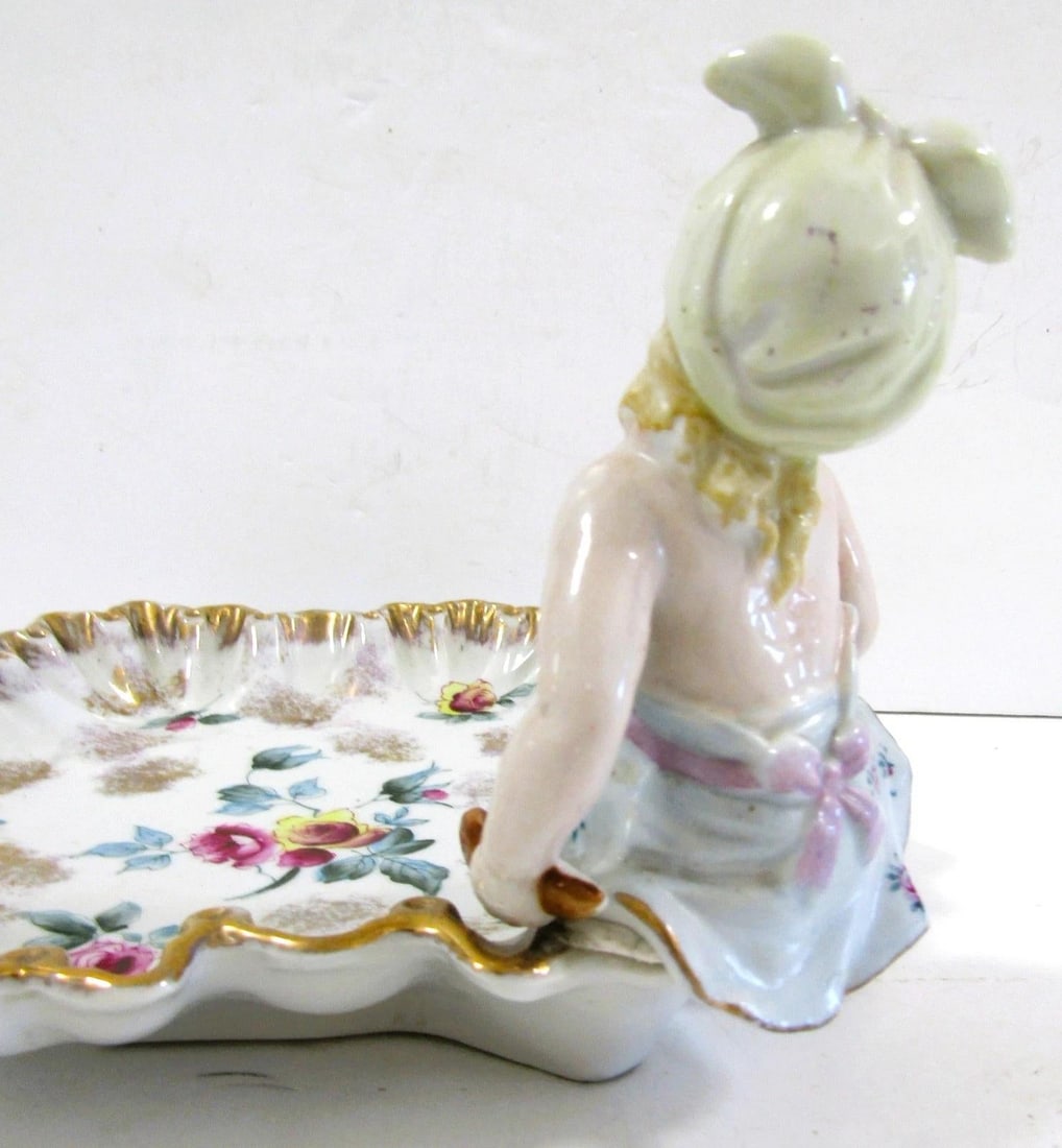 Antique German Meissen Porcelain Candy Dish With Bathing Woman Von Schierholz - 7