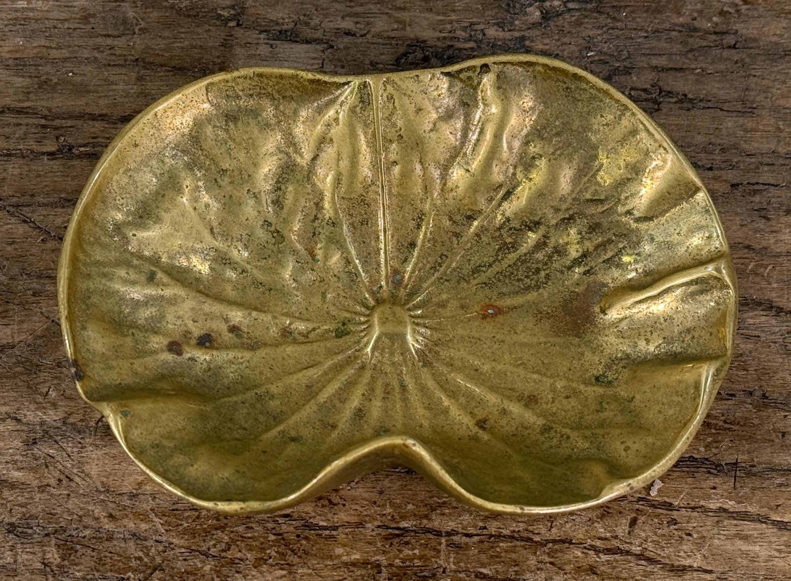 Virginia Metalcrafters Solid Brass Leaf Catchalls, Lotus, Violet & Chrysanthemum - Set of 3 - 16