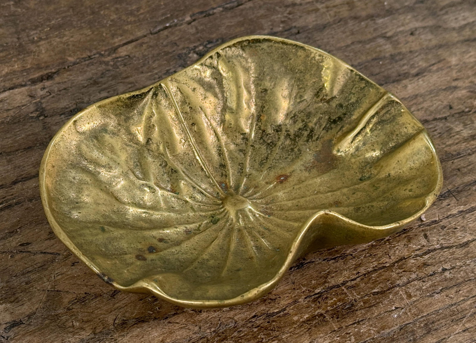 Virginia Metalcrafters Solid Brass Leaf Catchalls, Lotus, Violet & Chrysanthemum - Set of 3 - 6