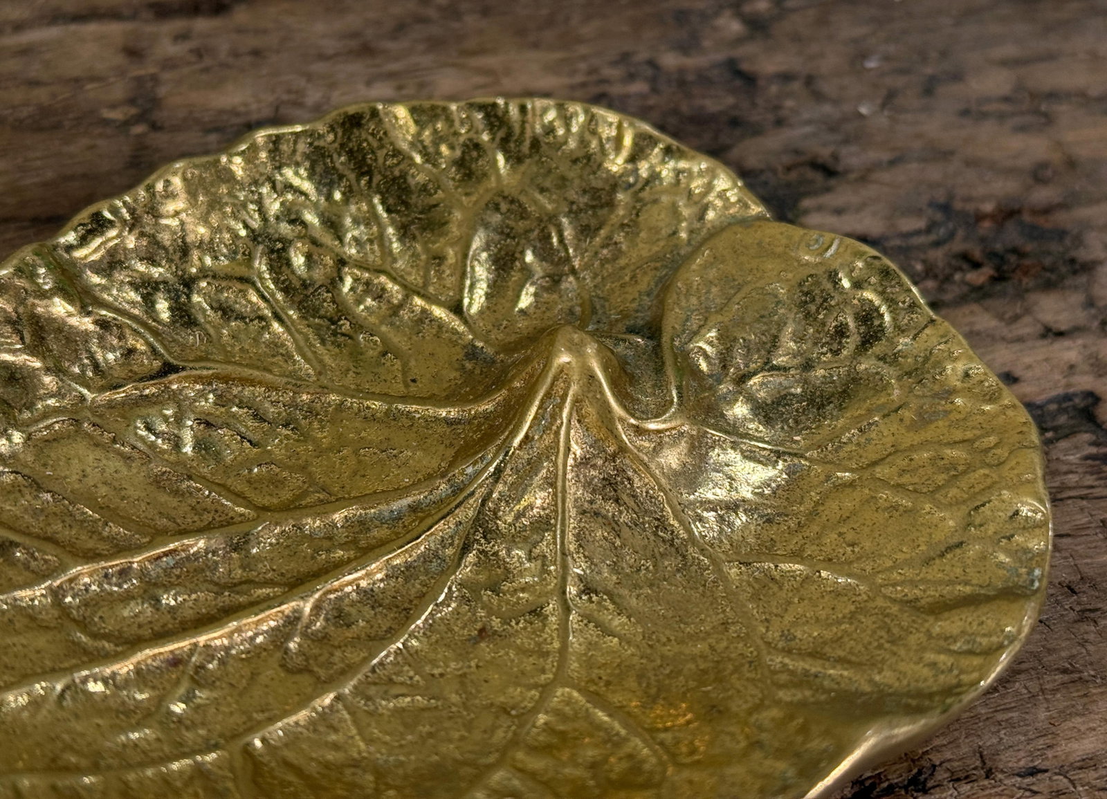 Virginia Metalcrafters Solid Brass Leaf Catchalls, Lotus, Violet & Chrysanthemum - Set of 3 - 8