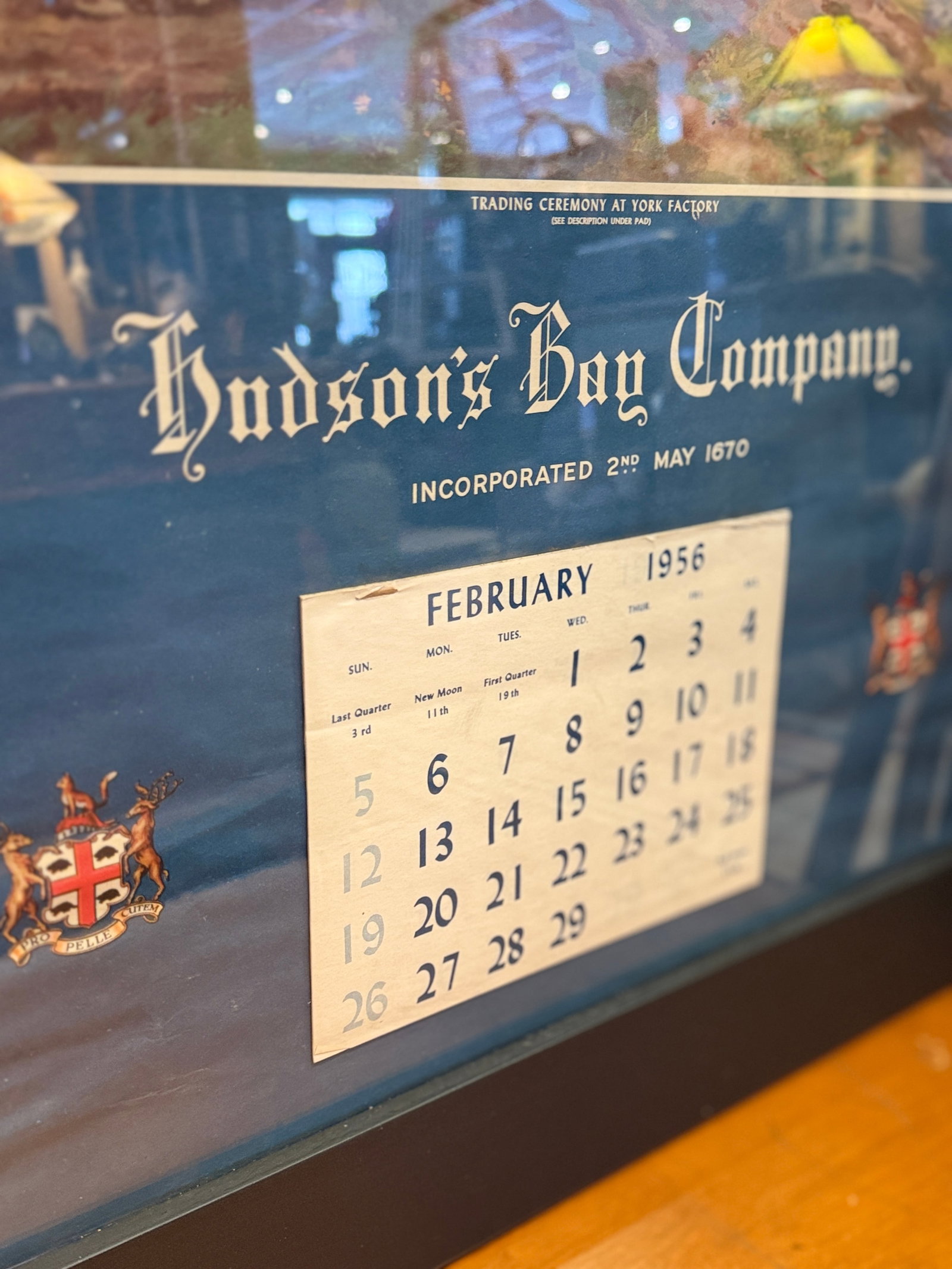 Rare 1956 Hudson's Bay Company Calendar Framed Canadian Historical Print - 2