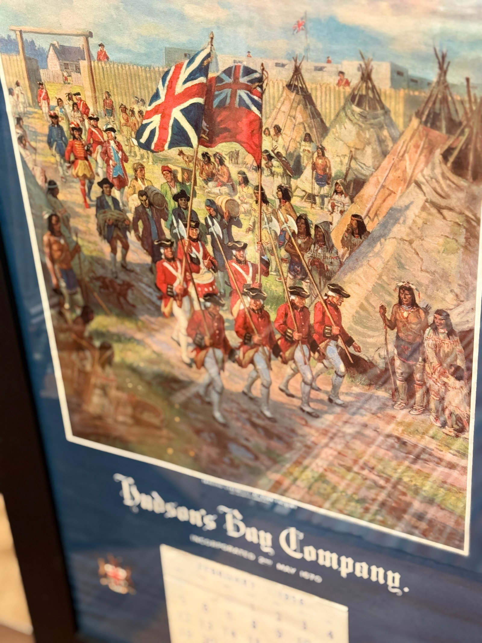 Rare 1956 Hudson's Bay Company Calendar Framed Canadian Historical Print - 3