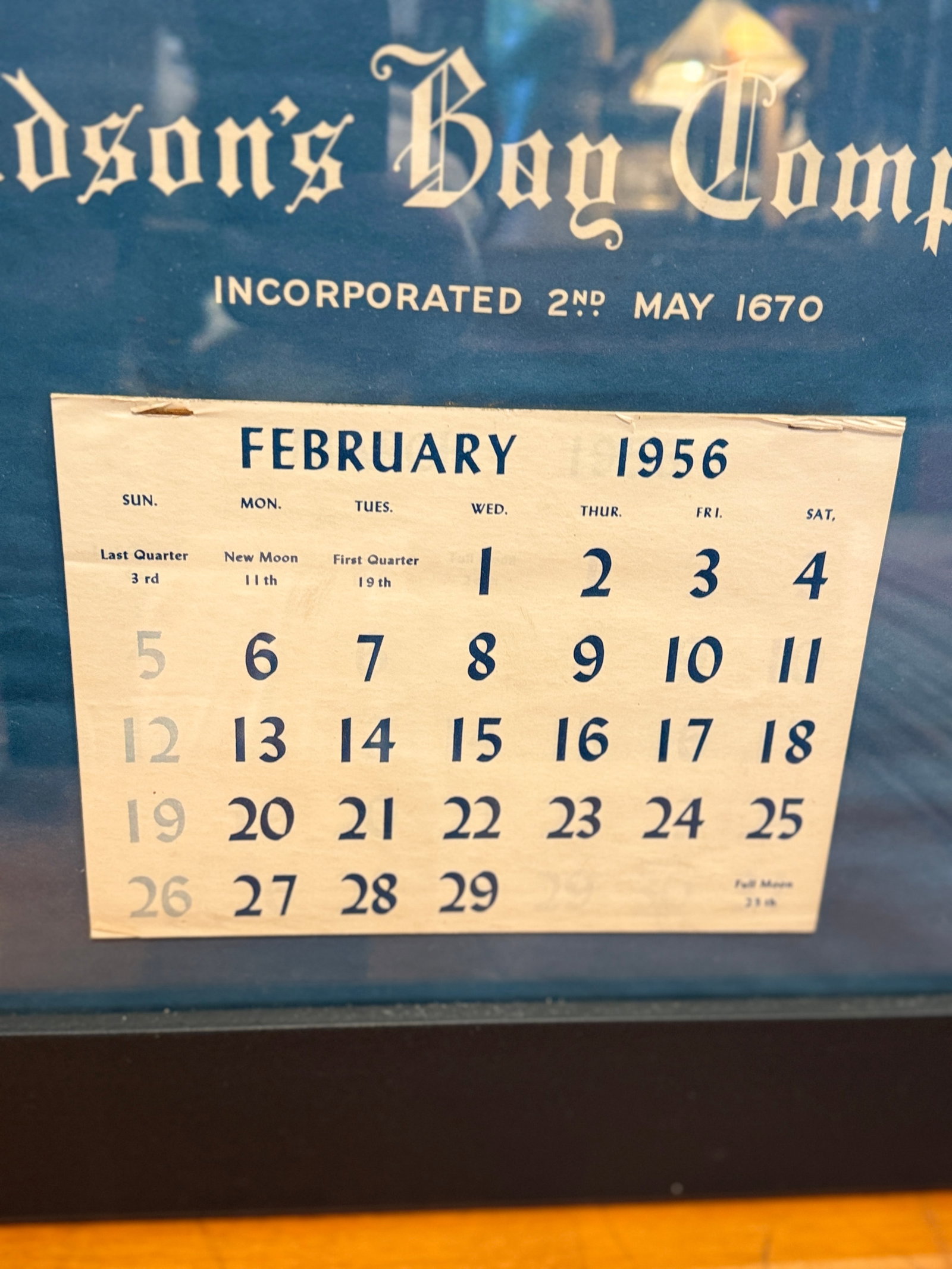 Rare 1956 Hudson's Bay Company Calendar Framed Canadian Historical Print - 5