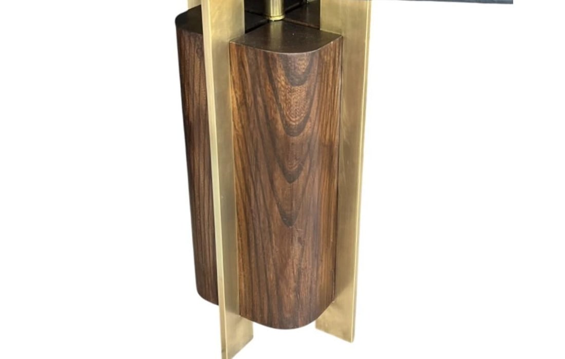 1960s Sculptural Mid-Century Modern Table Lamps in Wood & Brass - a Pair - 11