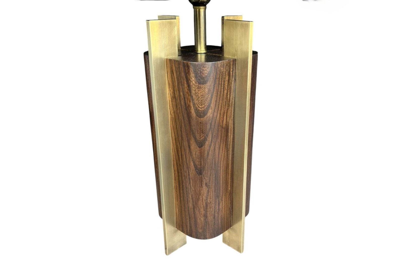1960s Sculptural Mid-Century Modern Table Lamps in Wood & Brass - a Pair - 13
