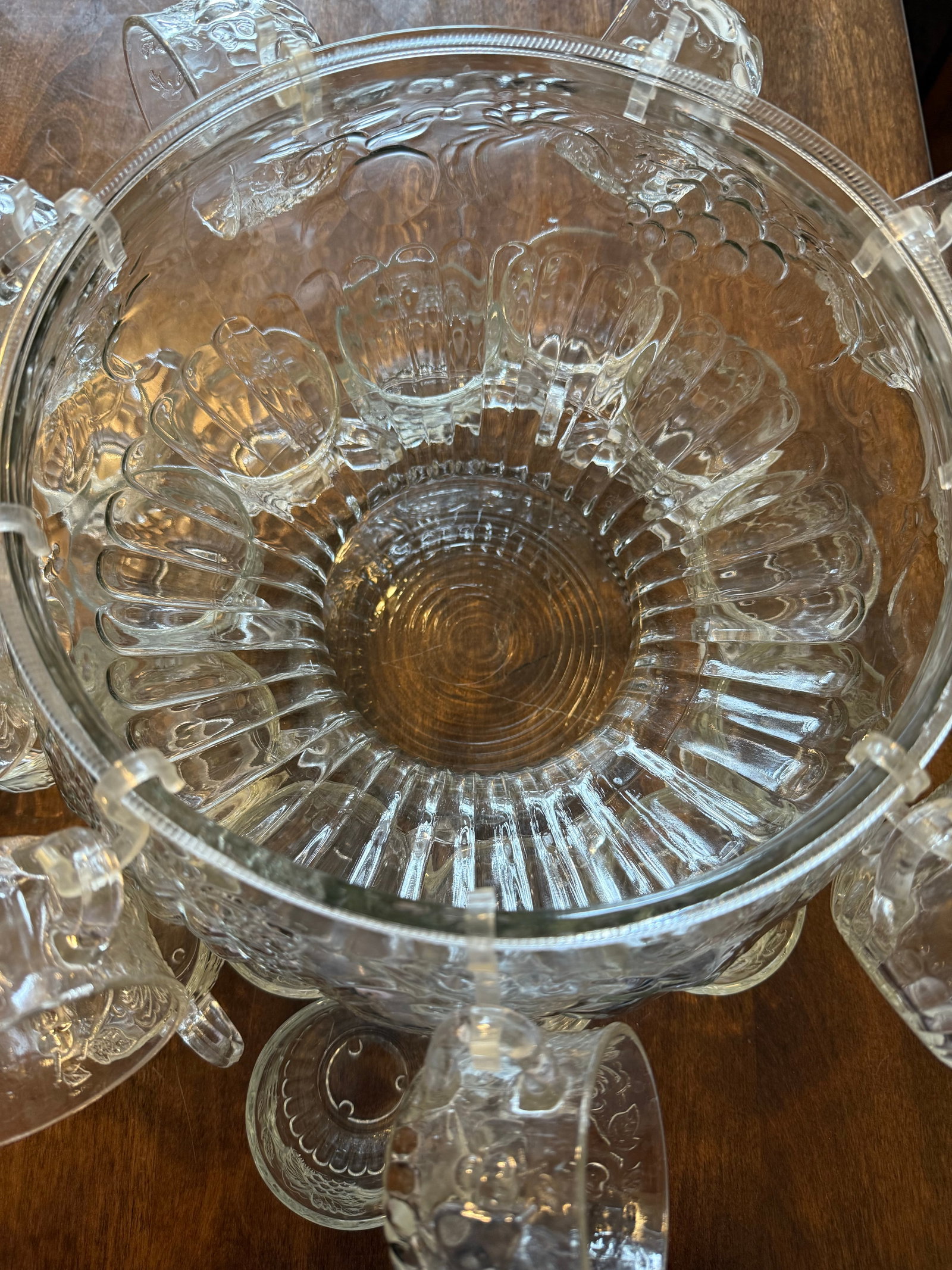 Mid 20th Century Jeanette Glass Fruit Pattern Punch Bowl Set - 34pcs - 10
