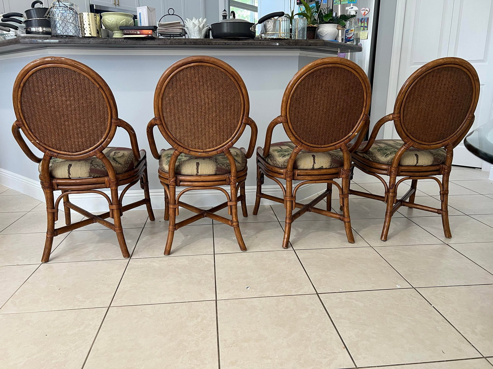 Mid 20th Century Bamboo Dining Chairs - Set of 4 - 7