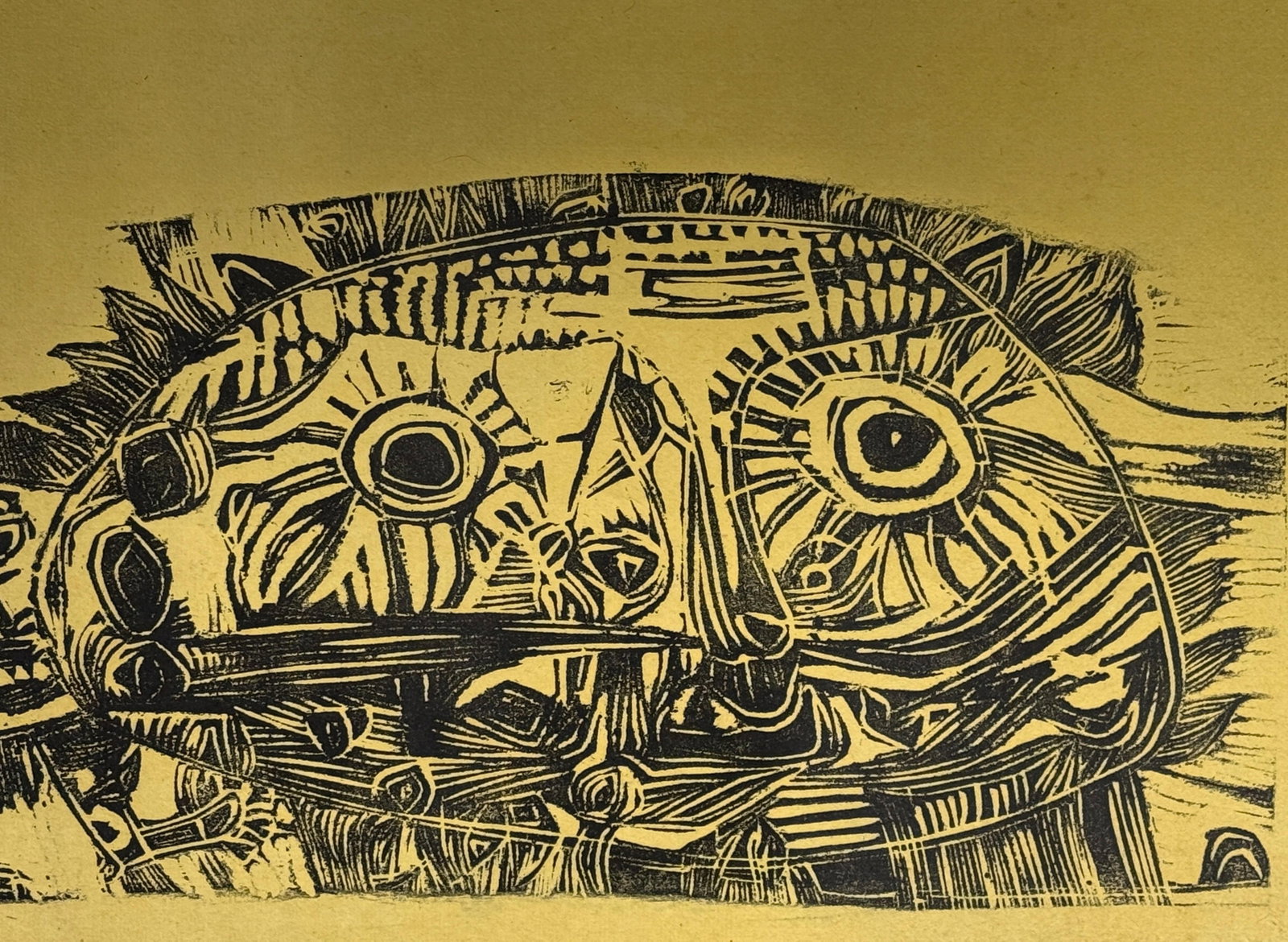 Chiang Han-Tung (æ±Ÿæ¼•æ±) "Lion" Original Woodcut Print, - 3