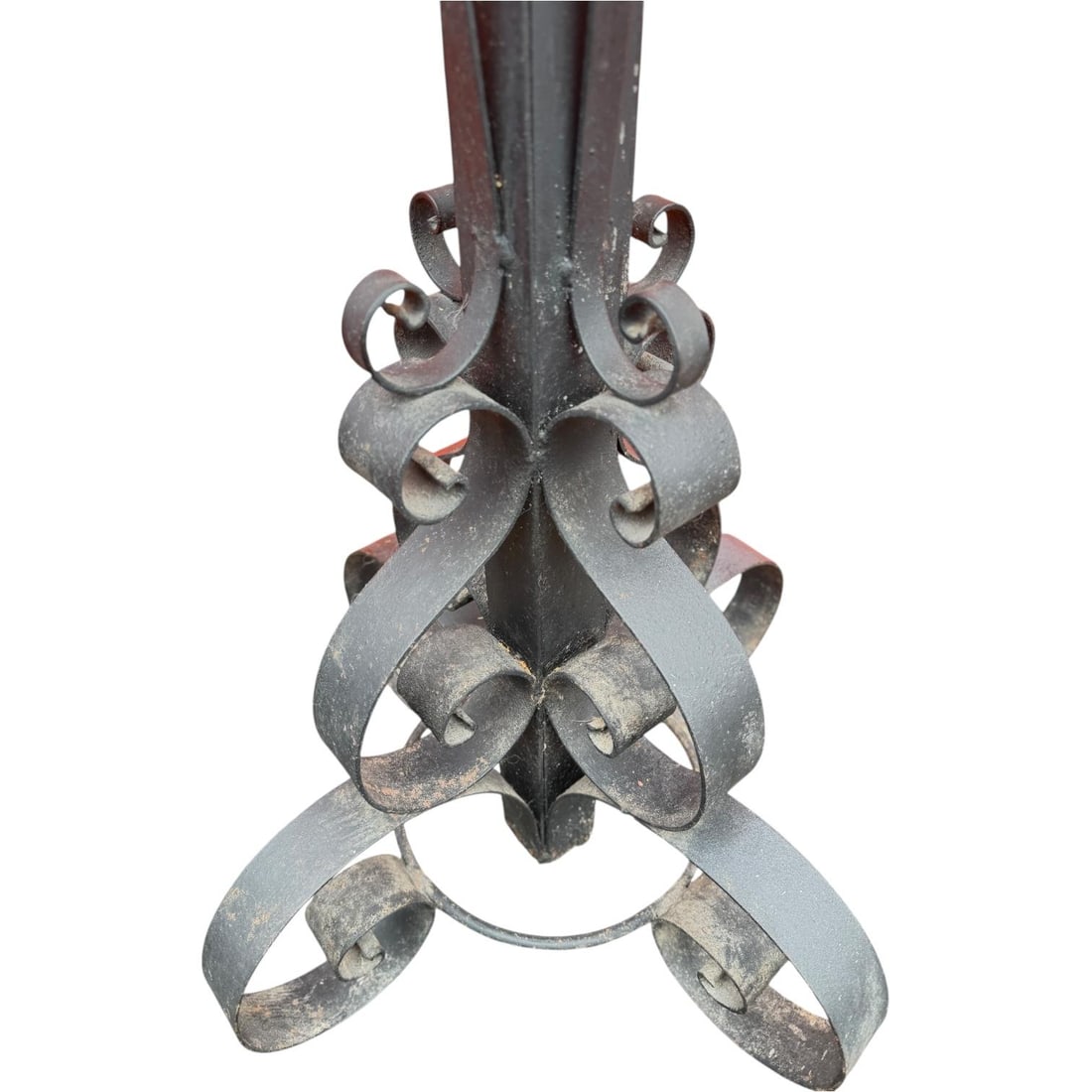 Antique 40" Hand-Forged Iron Candle Stands – Pair - 5