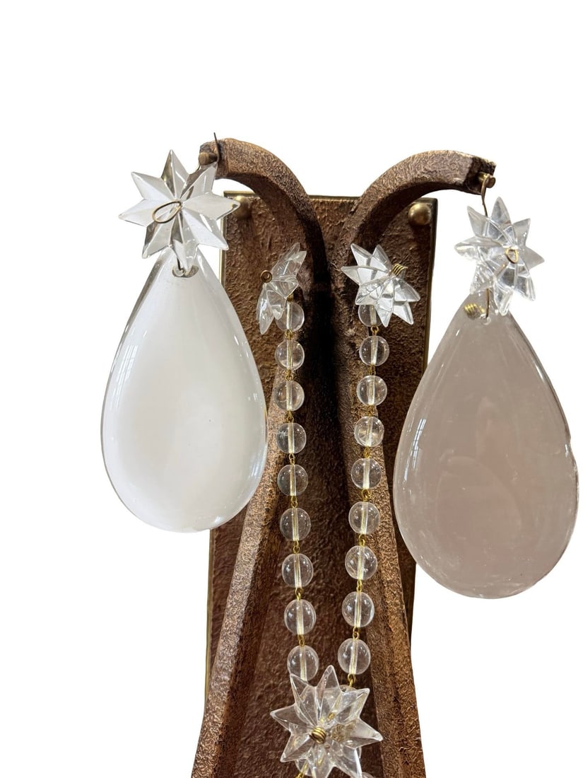 Pair, Modern Hart Associates Glass Beaded & Brass Two-Light Wall Sconces - 10