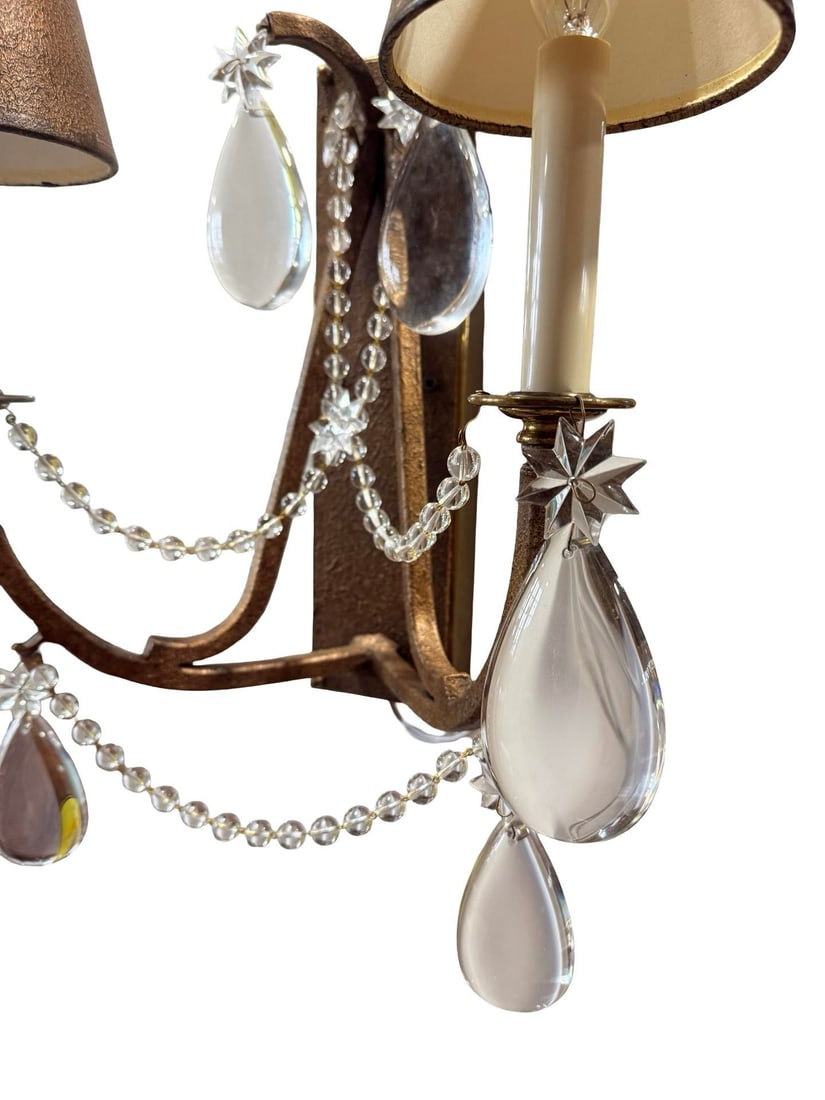 Pair, Modern Hart Associates Glass Beaded & Brass Two-Light Wall Sconces - 2