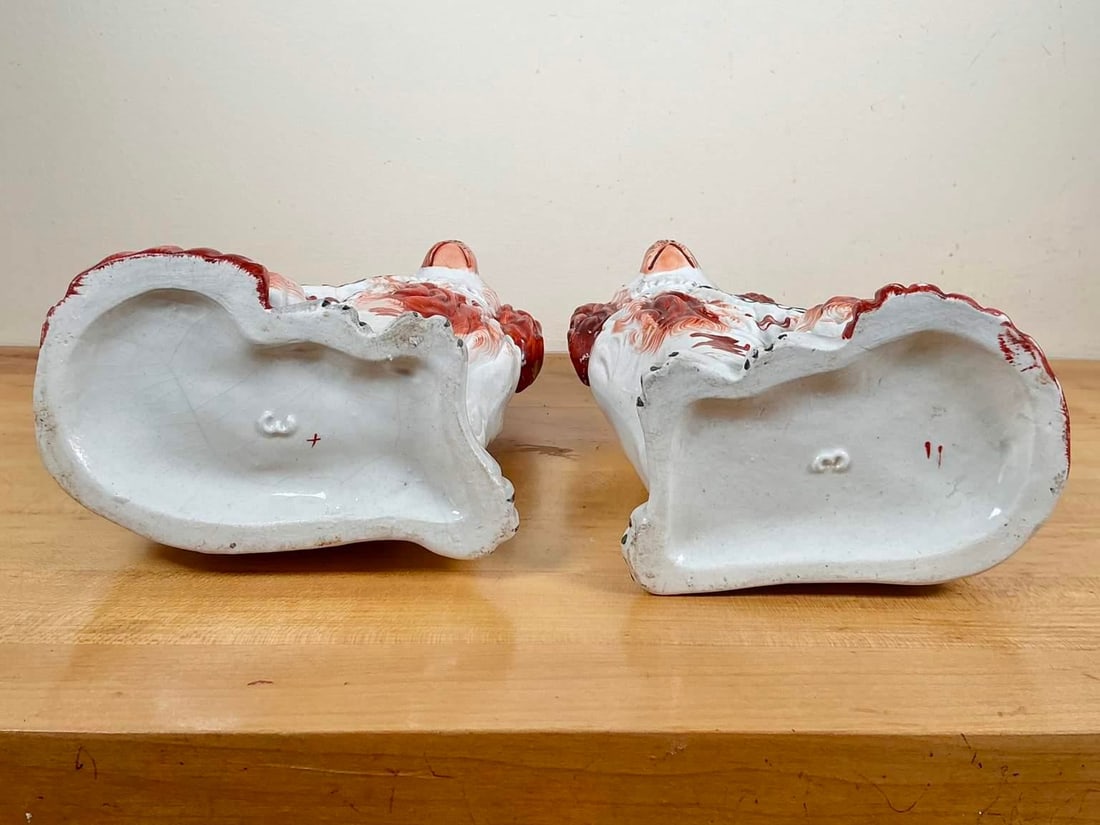 Pair of Antique Staffordshire King Charles Spaniel Figurines - 11