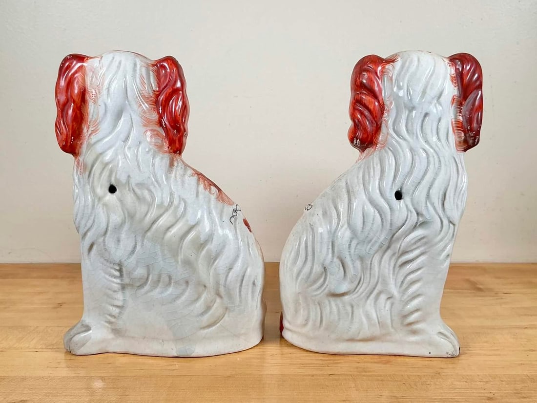 Pair of Antique Staffordshire King Charles Spaniel Figurines - 4