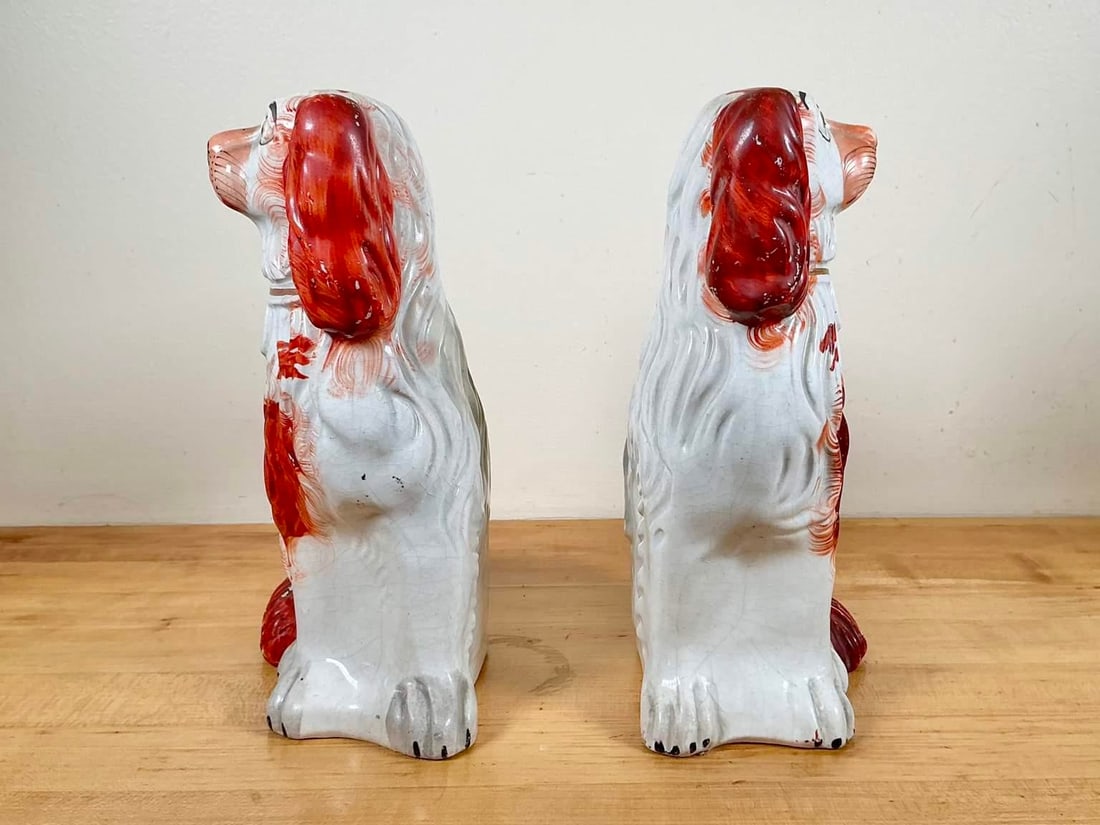Pair of Antique Staffordshire King Charles Spaniel Figurines - 8