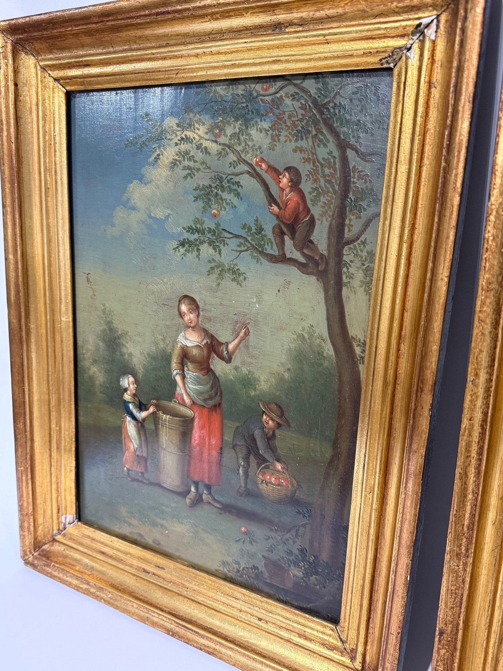 Pair, Continental School, 19th Century Dutch Taste Seasonal Genre Paintings - 11