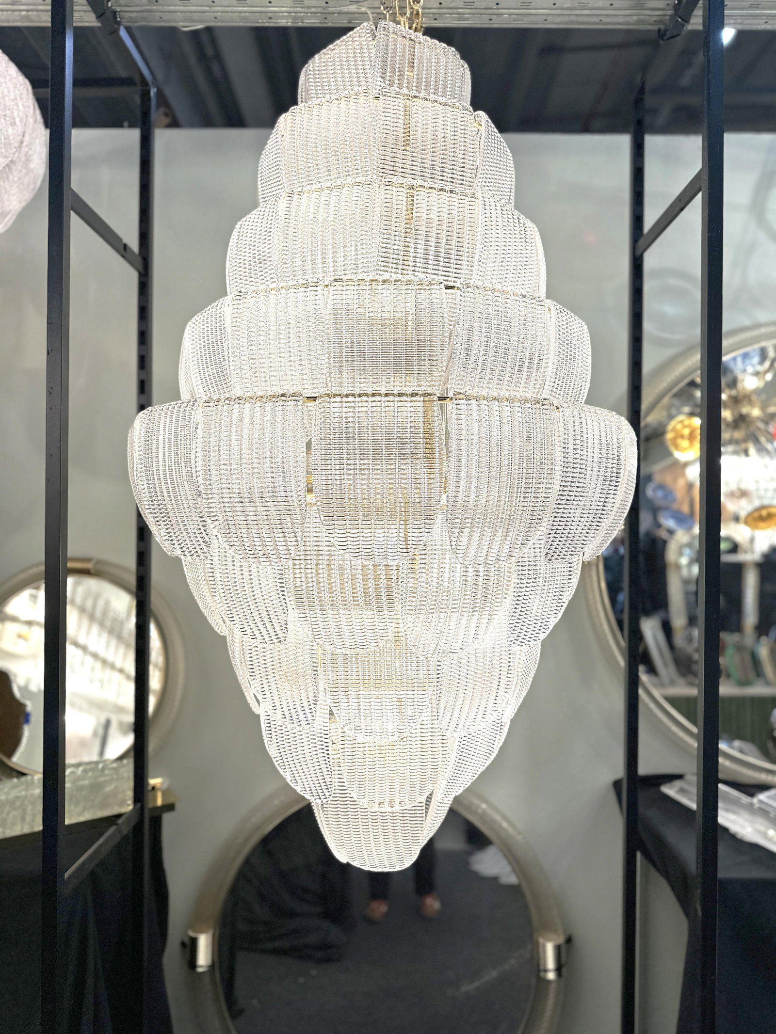 Contemporary Imperial Diamanted Trasparent "Petals" Murano Glass Chandelier by Simoeng - 2
