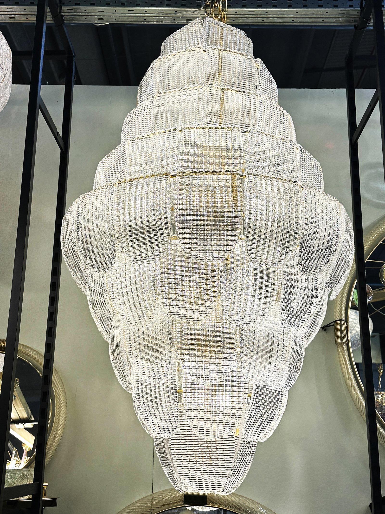Contemporary Imperial Diamanted Trasparent "Petals" Murano Glass Chandelier by Simoeng - 6