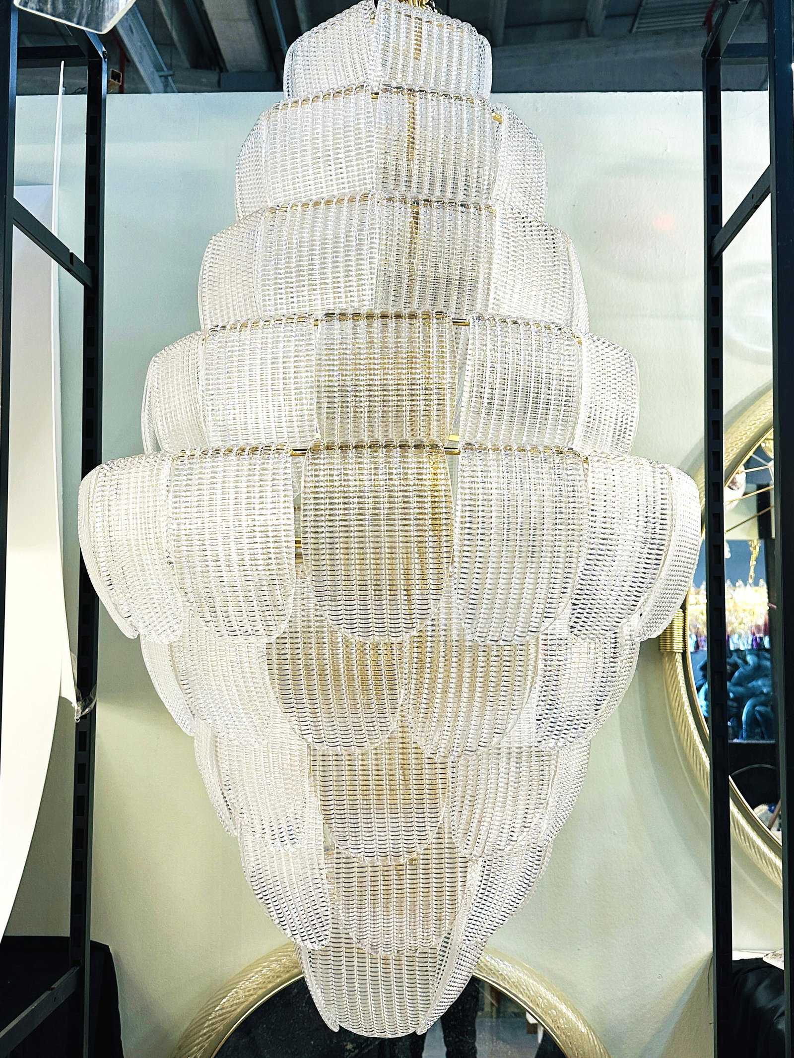 Contemporary Imperial Diamanted Trasparent "Petals" Murano Glass Chandelier by Simoeng - 7