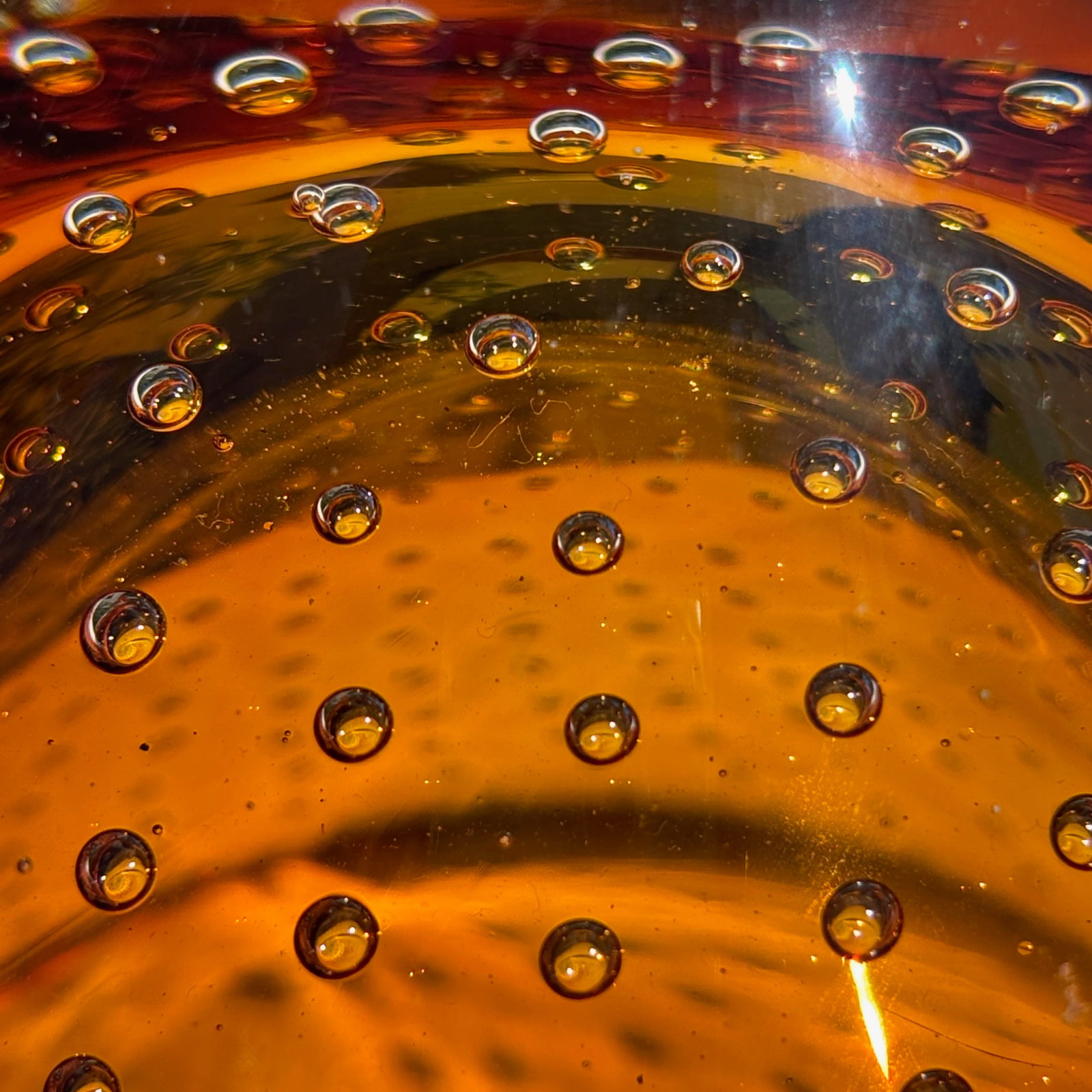 Murano Amber Bullicante Art Glass Bowl, C. 1970s - 10