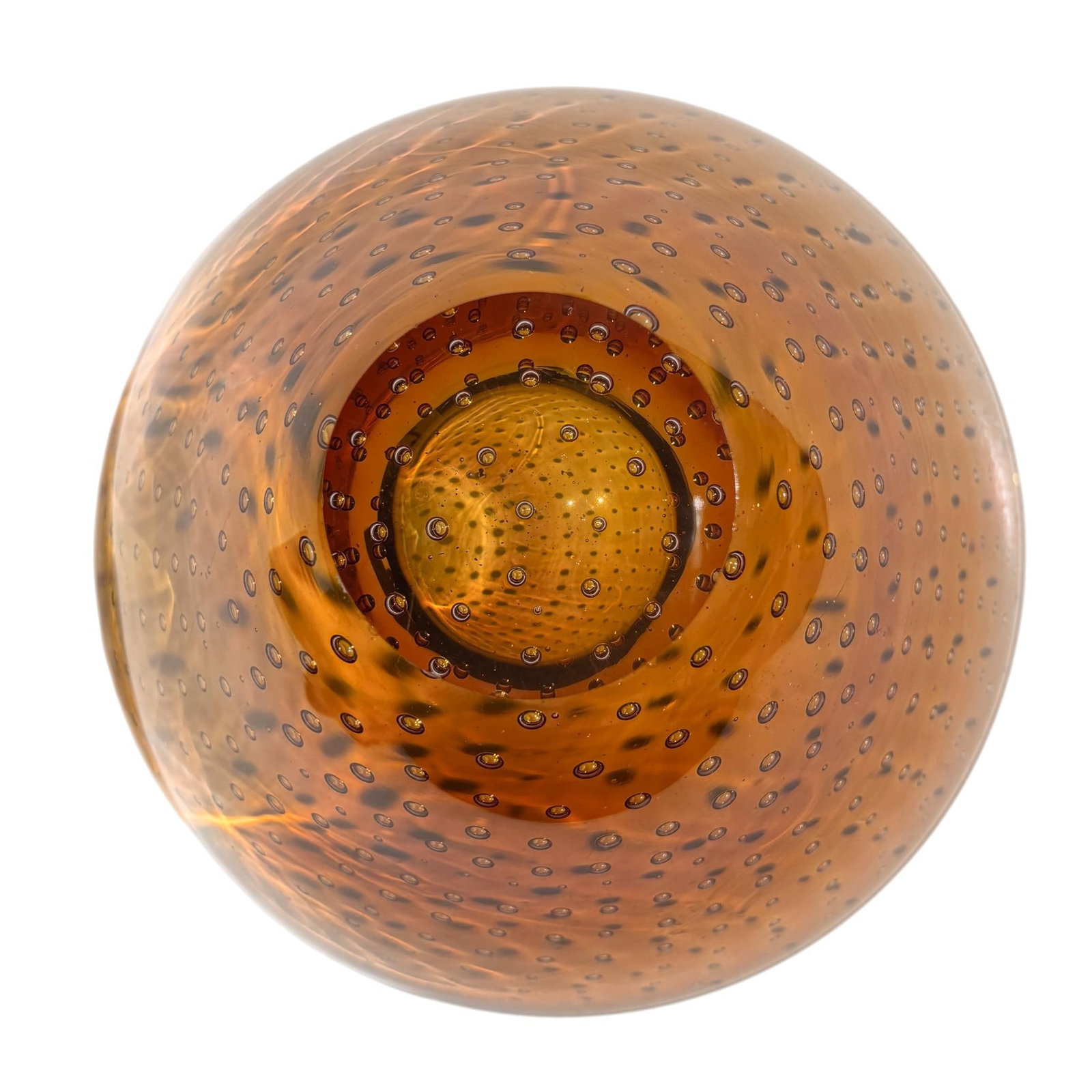Murano Amber Bullicante Art Glass Bowl, C. 1970s - 5