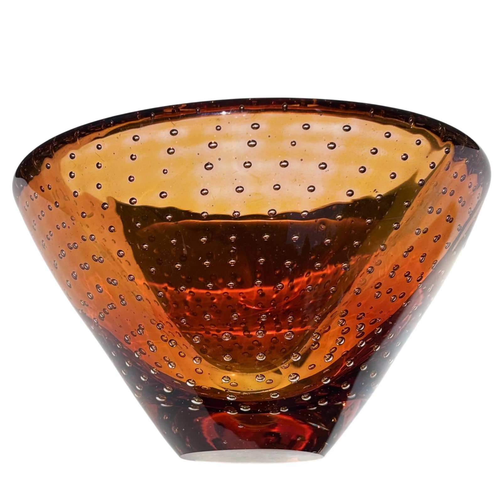Murano Amber Bullicante Art Glass Bowl, C. 1970s - 7
