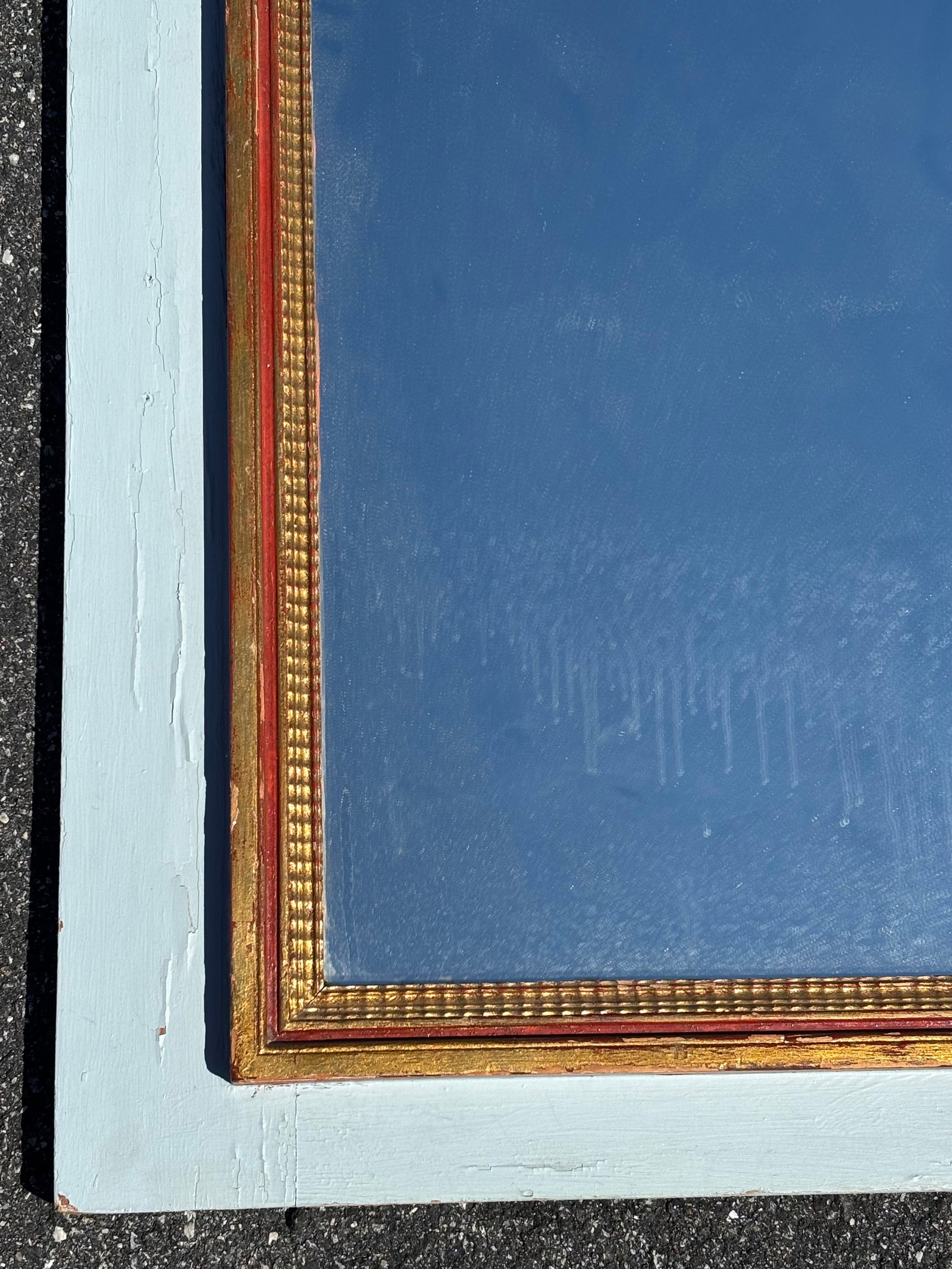 Late 19th C. Trumeau Mirror - Handpainted Classical Details With Gilt Relief and Unusual Colors - 10