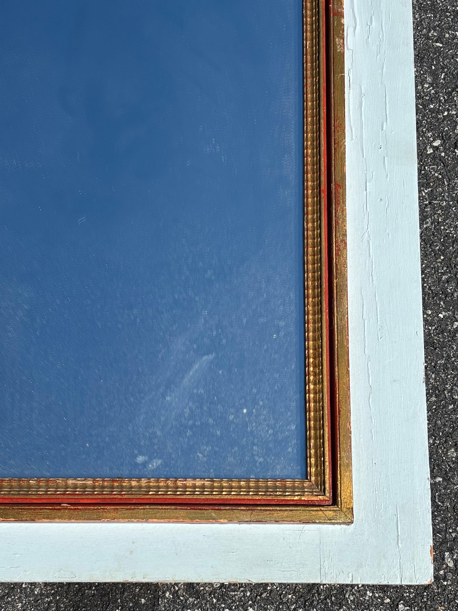 Late 19th C. Trumeau Mirror - Handpainted Classical Details With Gilt Relief and Unusual Colors - 11